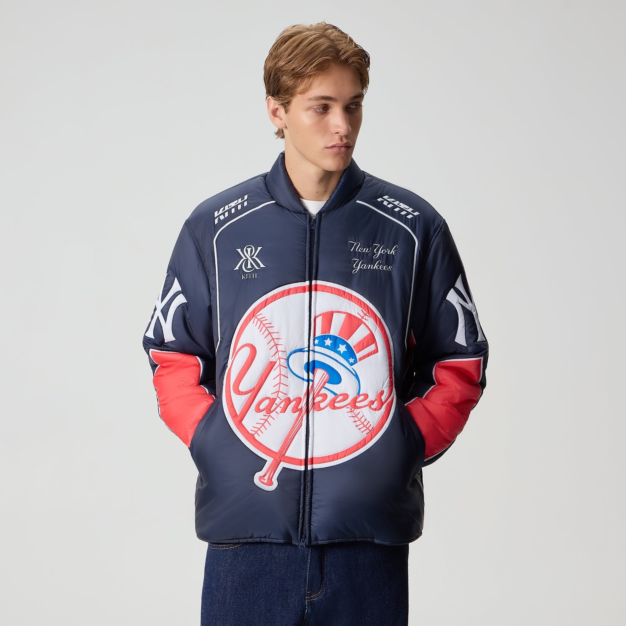 Kith for the New York Yankees Zip Brixton Puffed Shirt Jacket - Noctur
