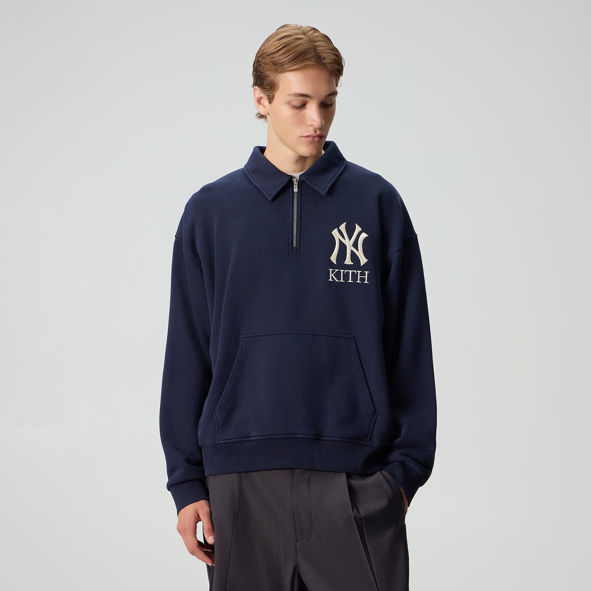 Kith for the New York Yankees Quarter Zip Popover Sweatshirt - Nocturnal - PH