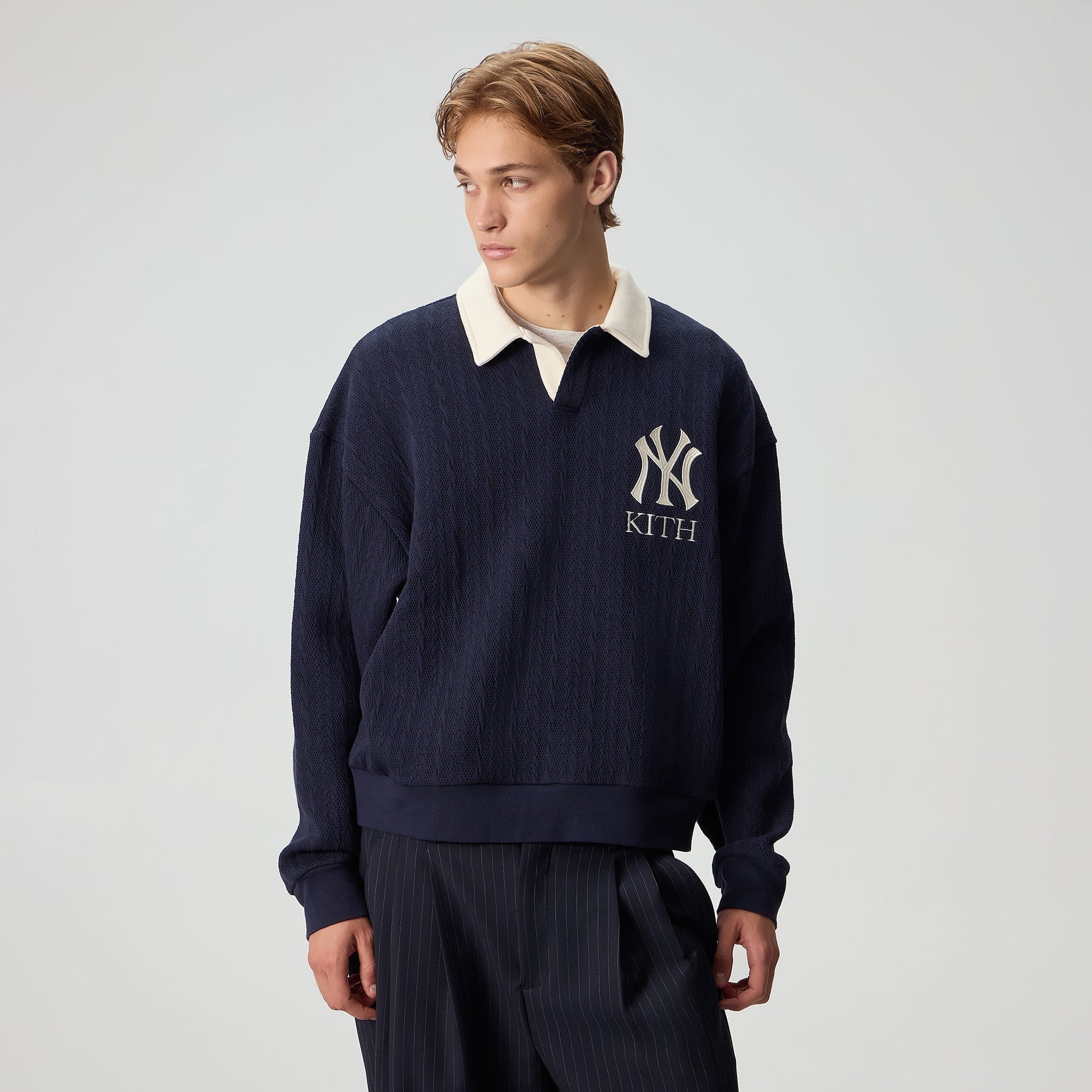 Kith for the New York Yankees Cable Fleece Nelson Sweatshirt - Nocturnal - PH