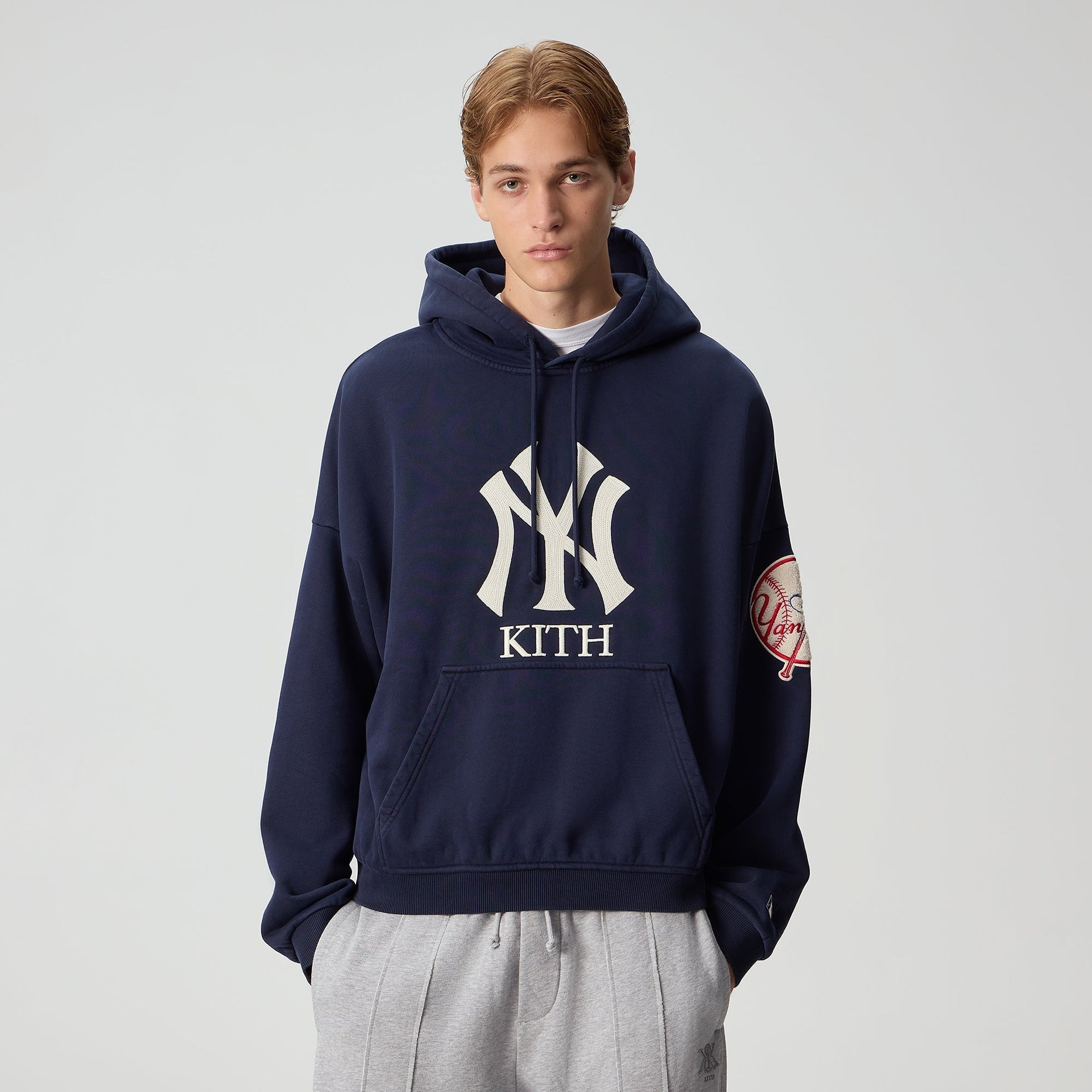 Kith for the New York Yankees Plush Fleece Cropped Braxton Hoodie - Nocturnal - PH