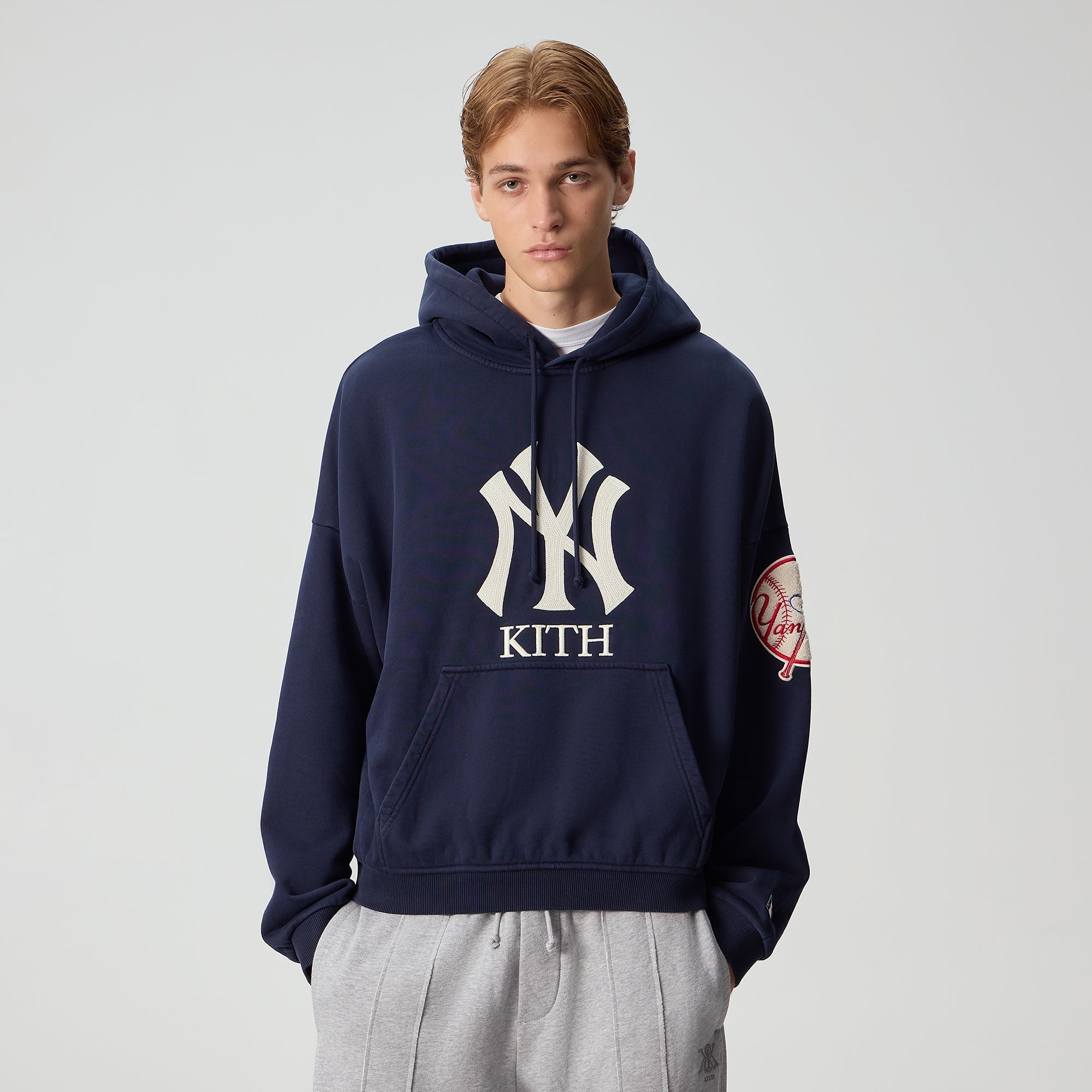 Kith for the New York Yankees Plush Fleece Cropped Braxton Hoodie - No