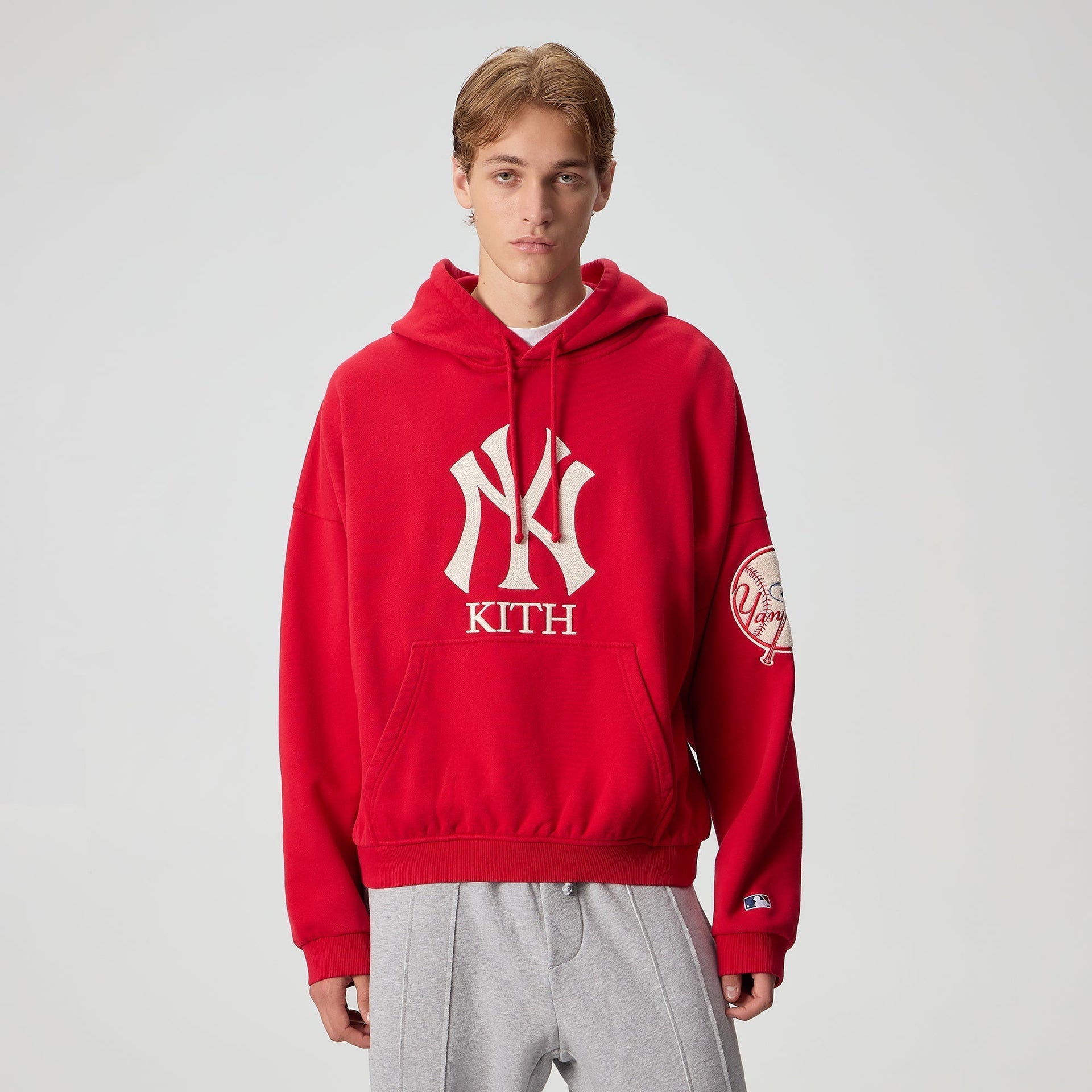 Kith for the New York Yankees Plush Fleece Cropped Braxton Hoodie - Fame - PH