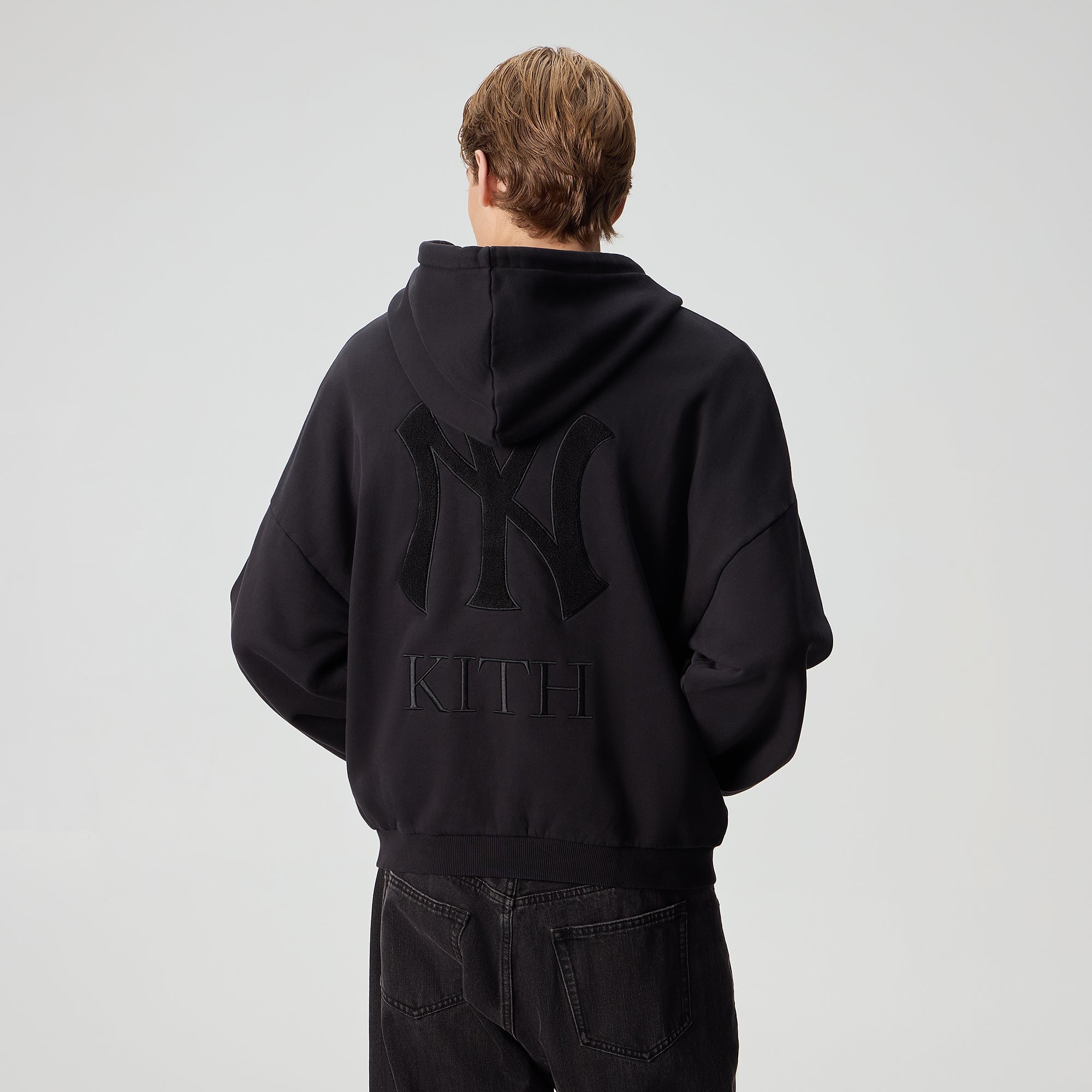 Kith for the New York Yankees Cropped Braxton Full Zip Hoodie - Black