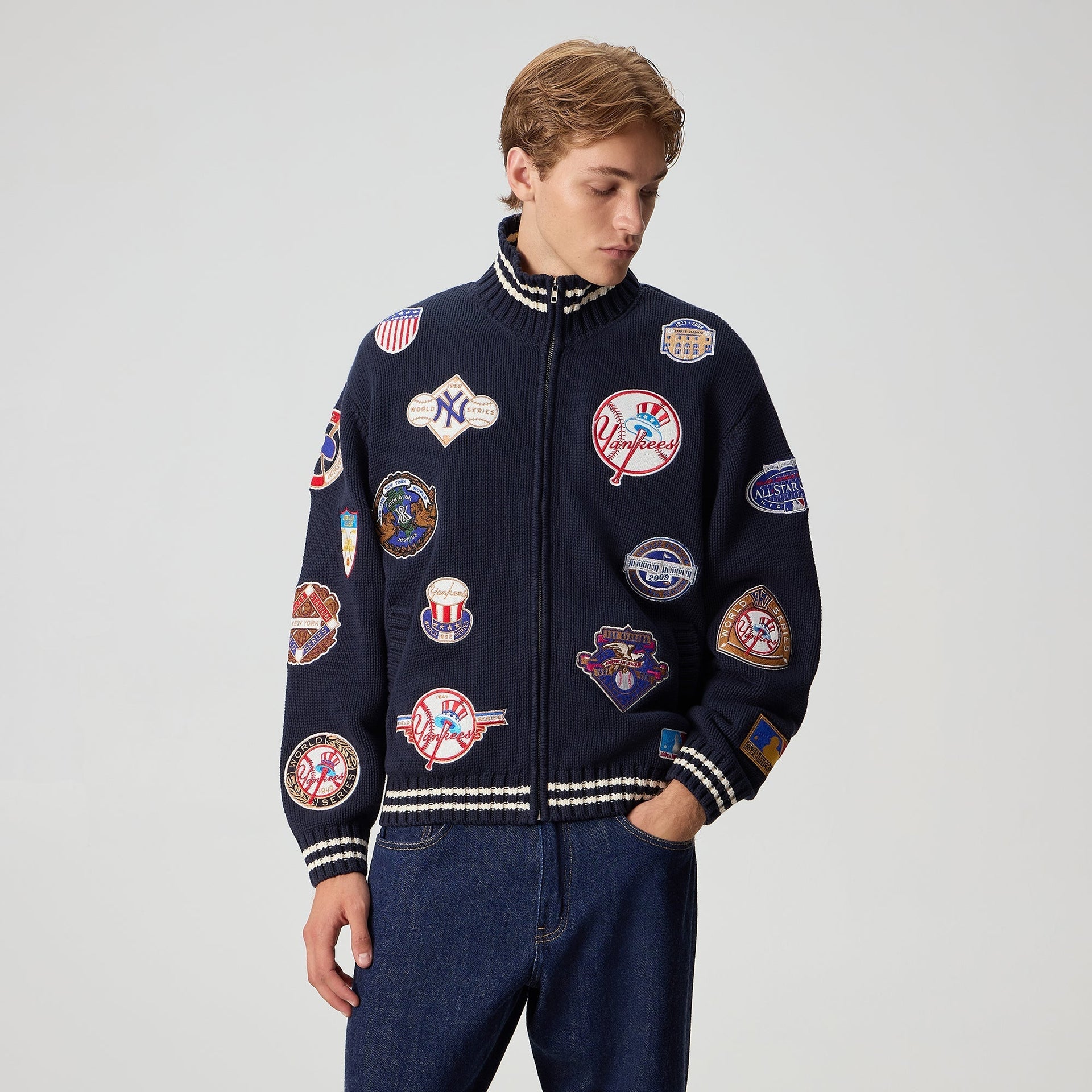 Kith for the New York Yankees All-Over Embroidered Wyona Full Zip - Nocturnal - PH
