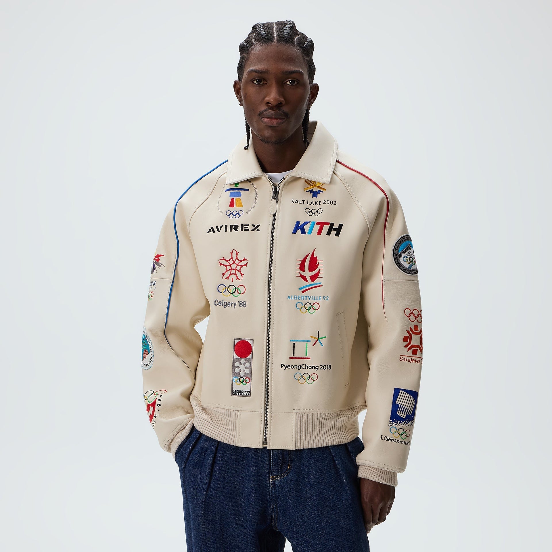 Kith & AVIREX for Olympics Heritage Leather Bomber Jacket - Tofu