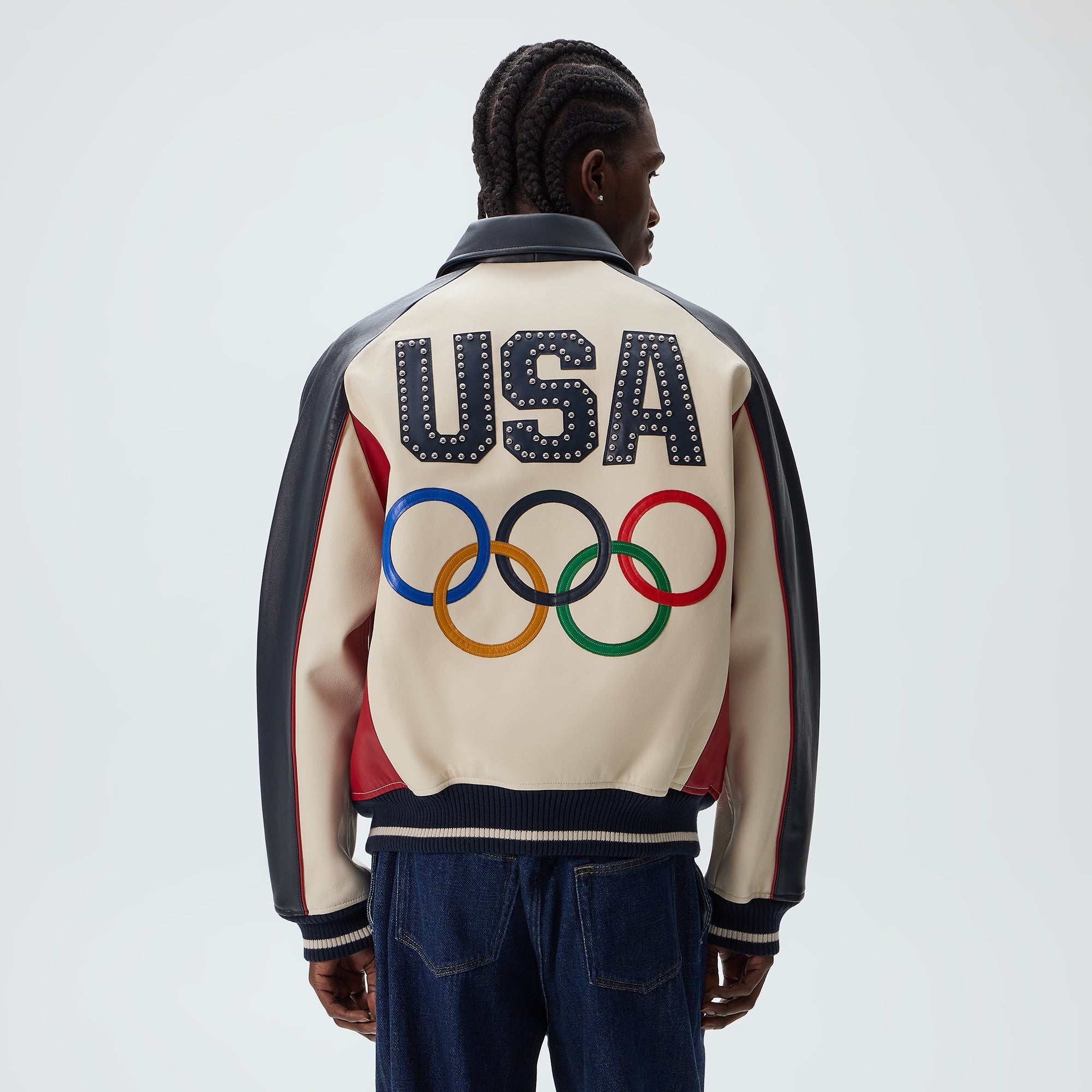 Kith & AVIREX for Team USA Leather Bomber Jacket - Navy