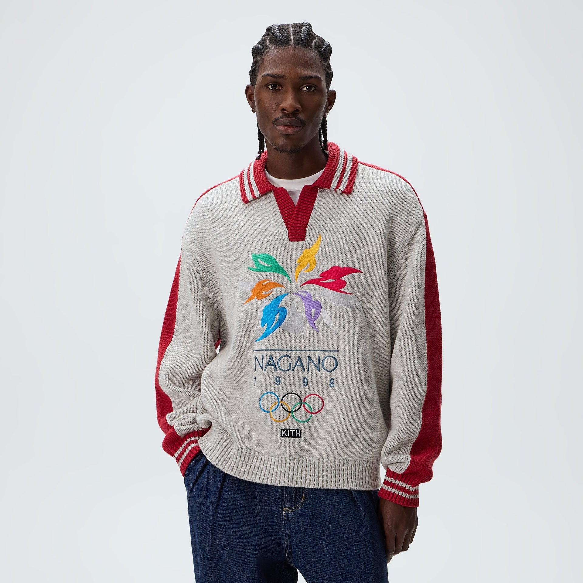 Kith for Olympics Heritage Marks Nelson Rugby Sweater - Light Heather Grey