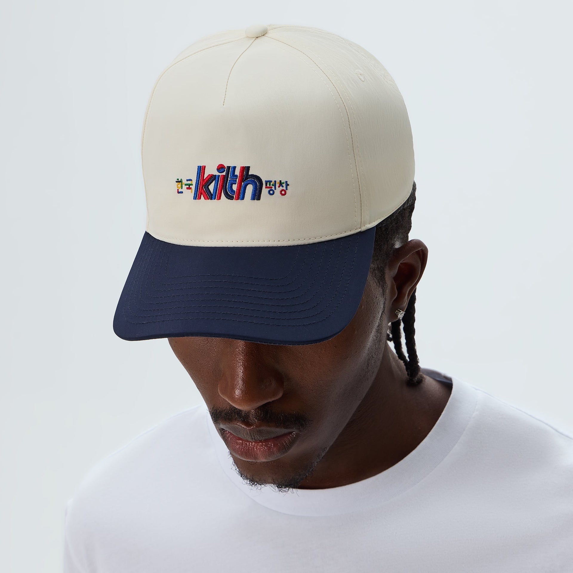 Kith for Olympics Heritage Pyeongchang Nylon Bay Low Pinch Crown Snapback - Sandrift