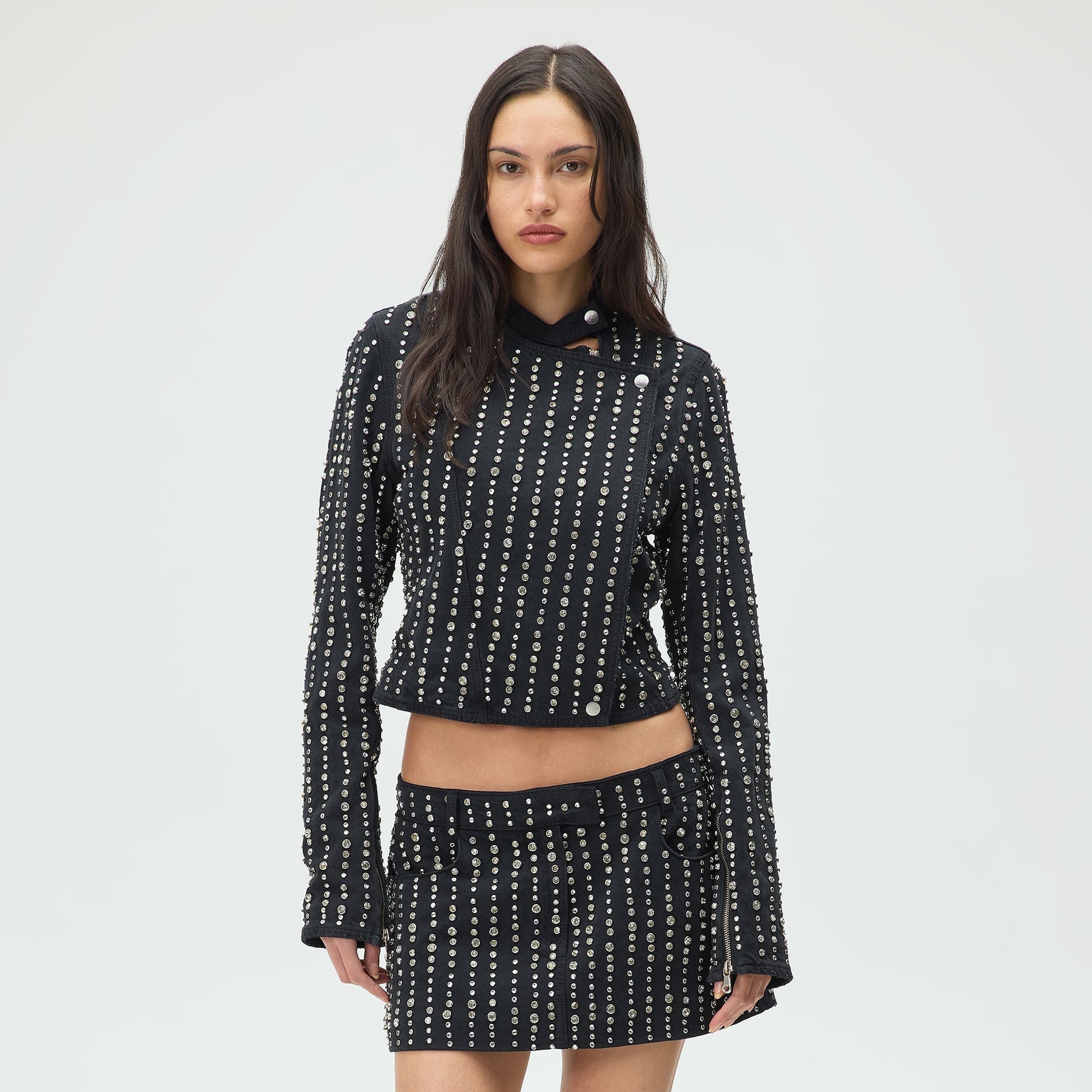 Lisa for Kith Women Deion Studded Denim Jacket - Black - PH