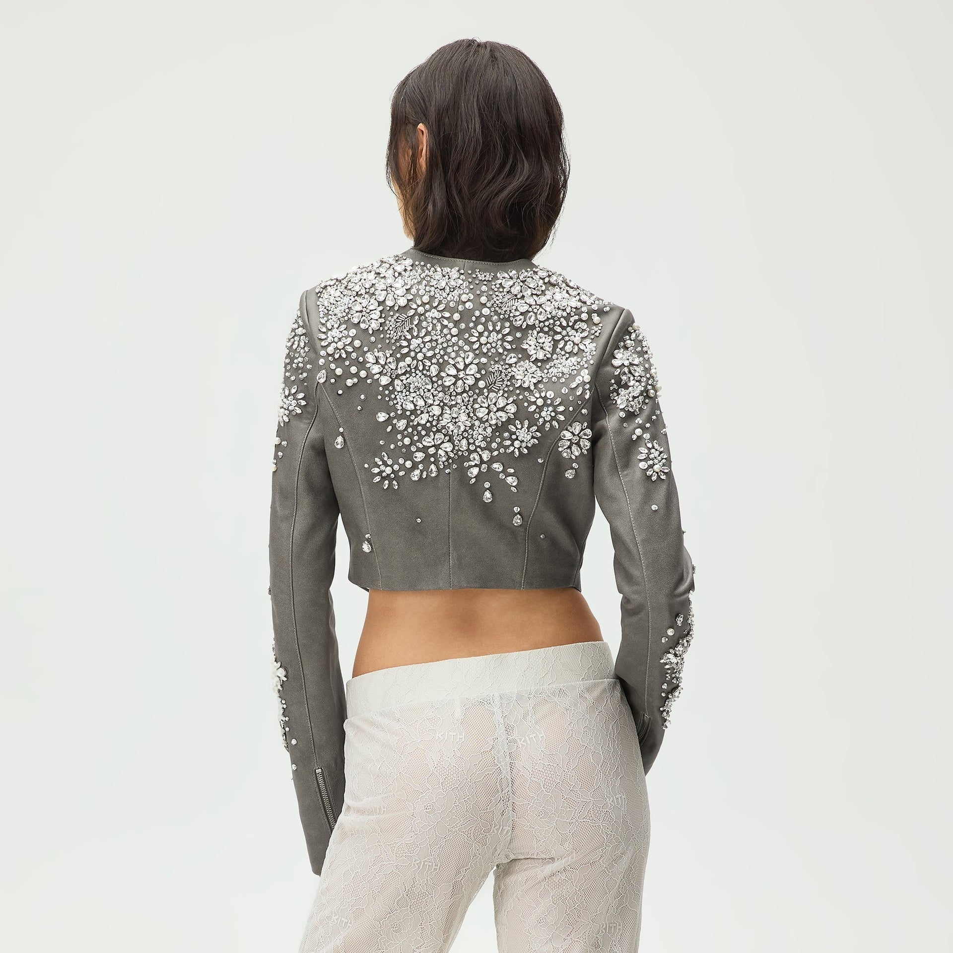 Lisa for Kith Women Brei Embellished Bolero Jacket - Tin - PH