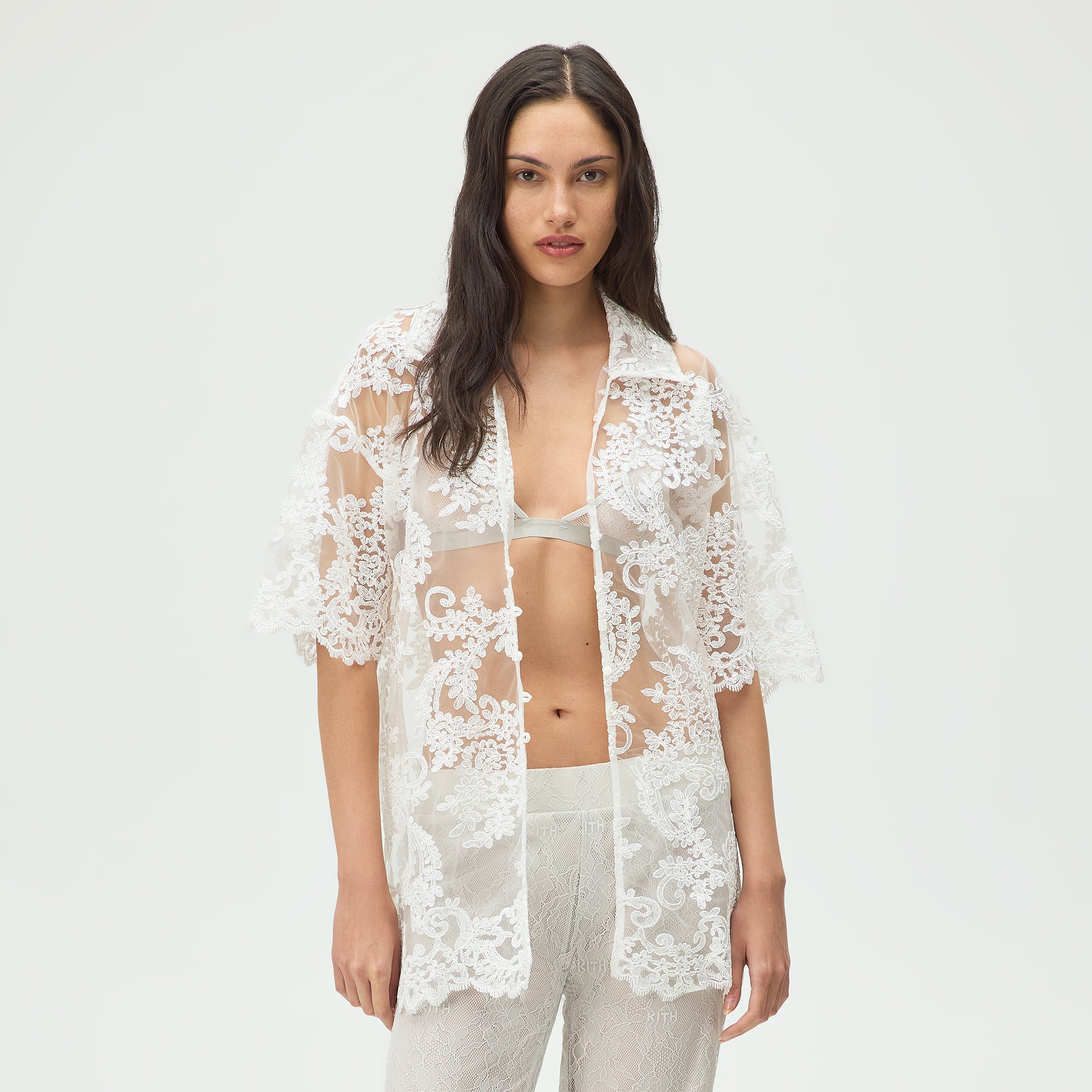 トップス neith. Too Big Ribbon Lace Shirt White Lisa for Kith Women Laina Lace Overshirt - White