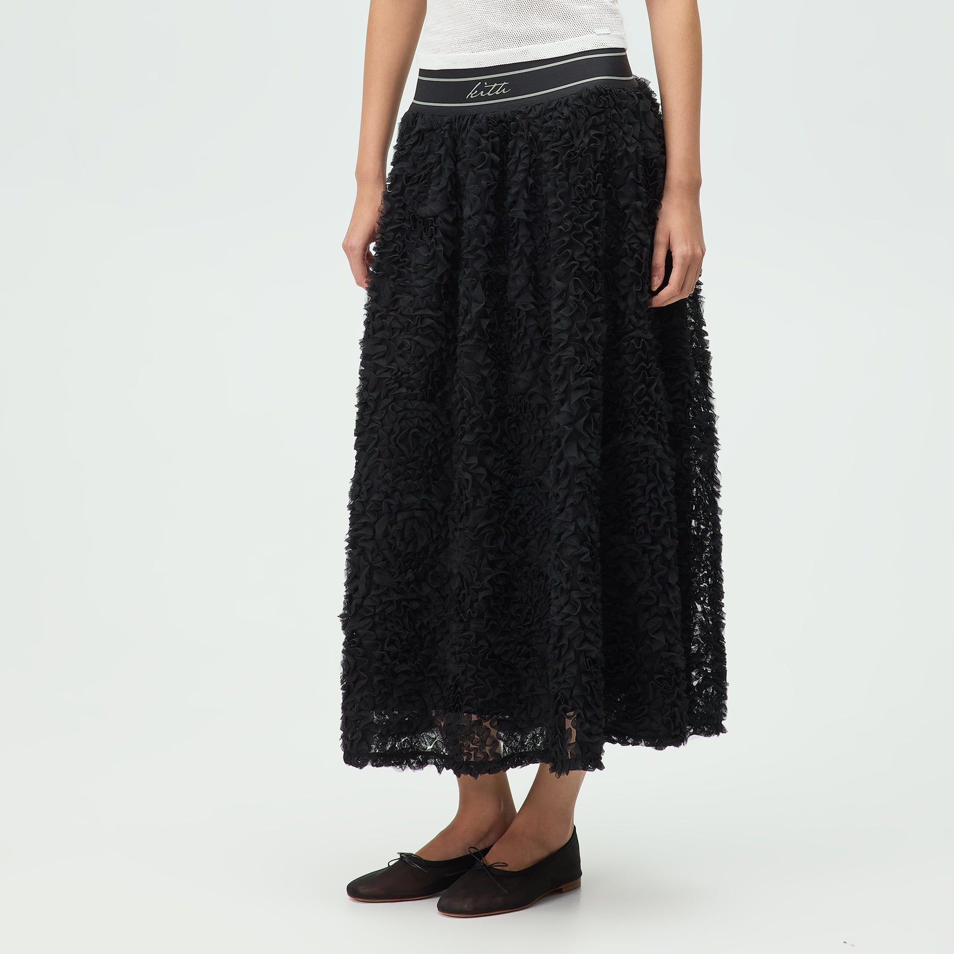 Lisa for Kith Women Rina Ruffle Midi Skirt - Black - PH