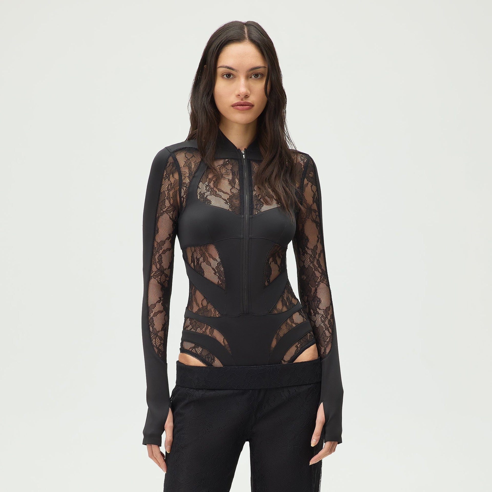 Lisa for Kith Women Vier Lace Paneled Bodysuit - Black - PH