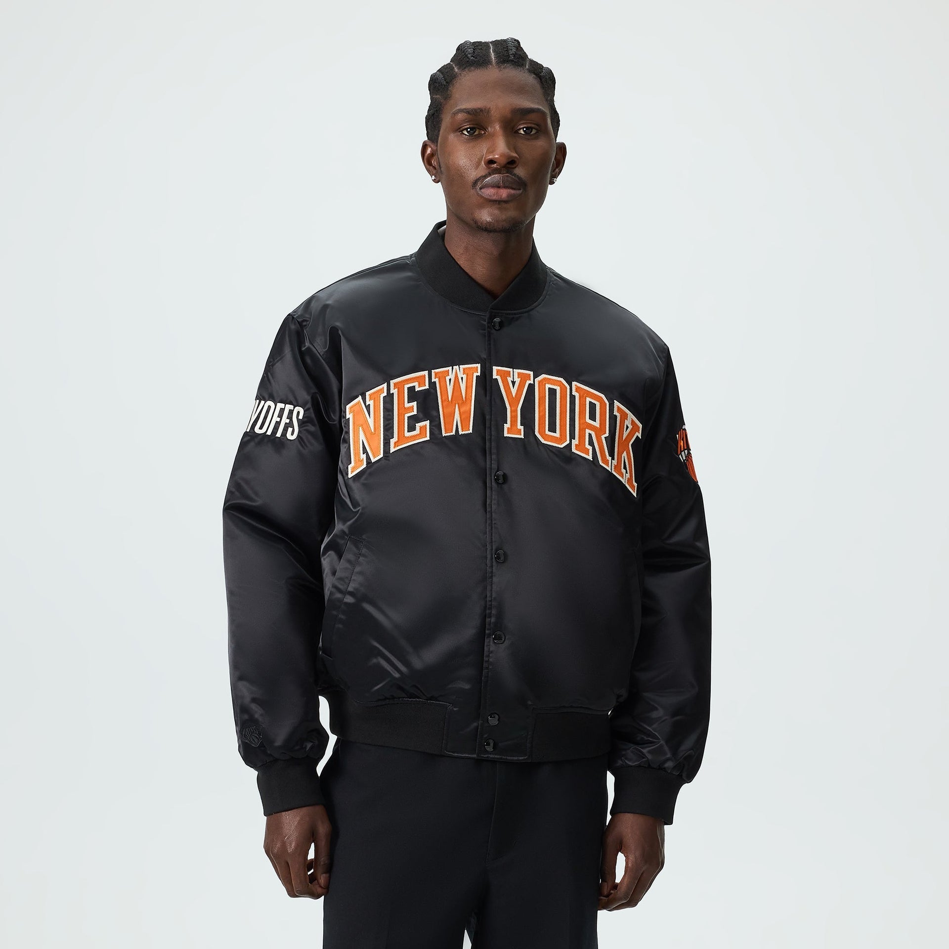Kith for the New York Knicks Playoffs Satin Bomber Jacket - Black