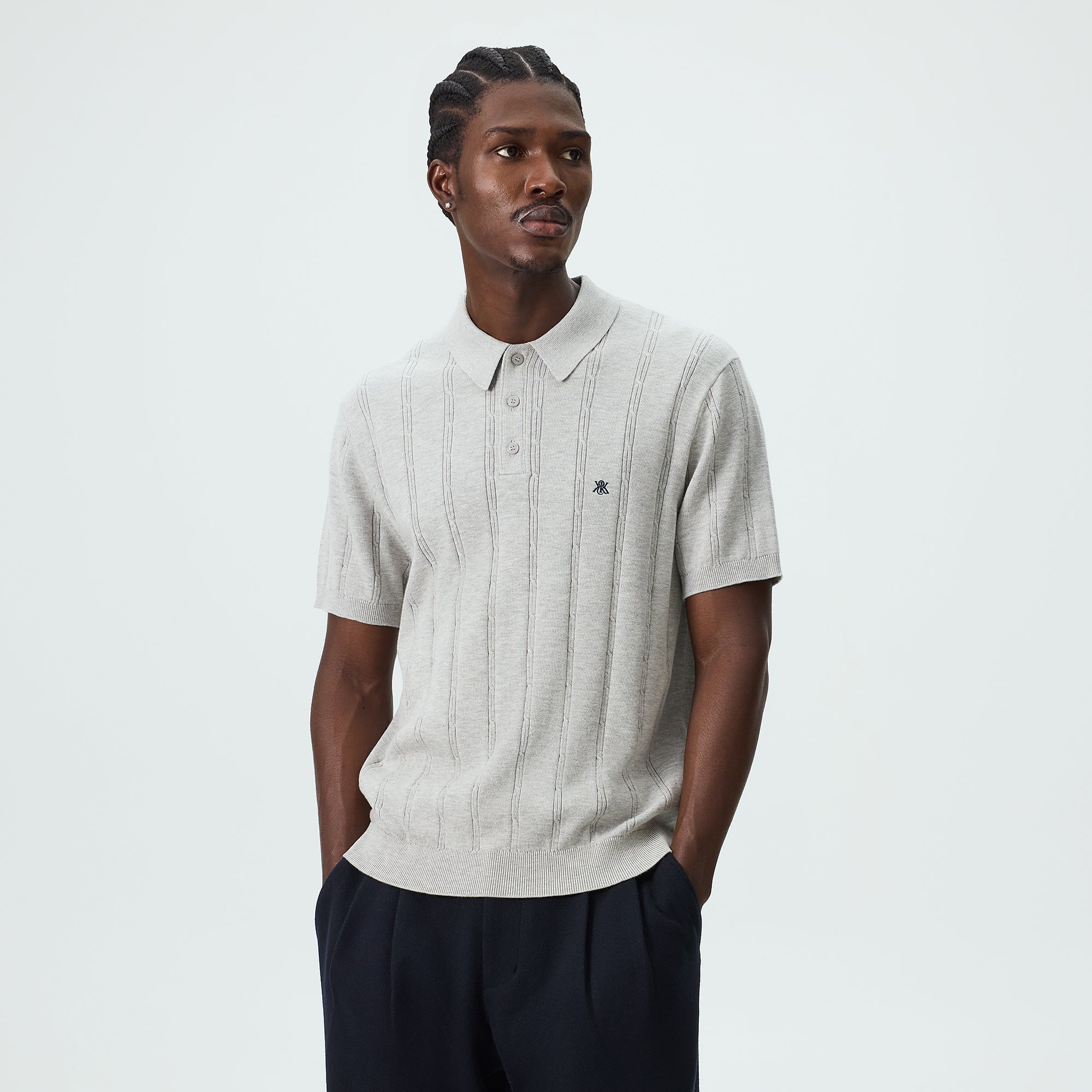 Kith ハイネックハーフスリーブポロシャツ L ライトグレー Kith Tilden Polo - Light Heather Grey