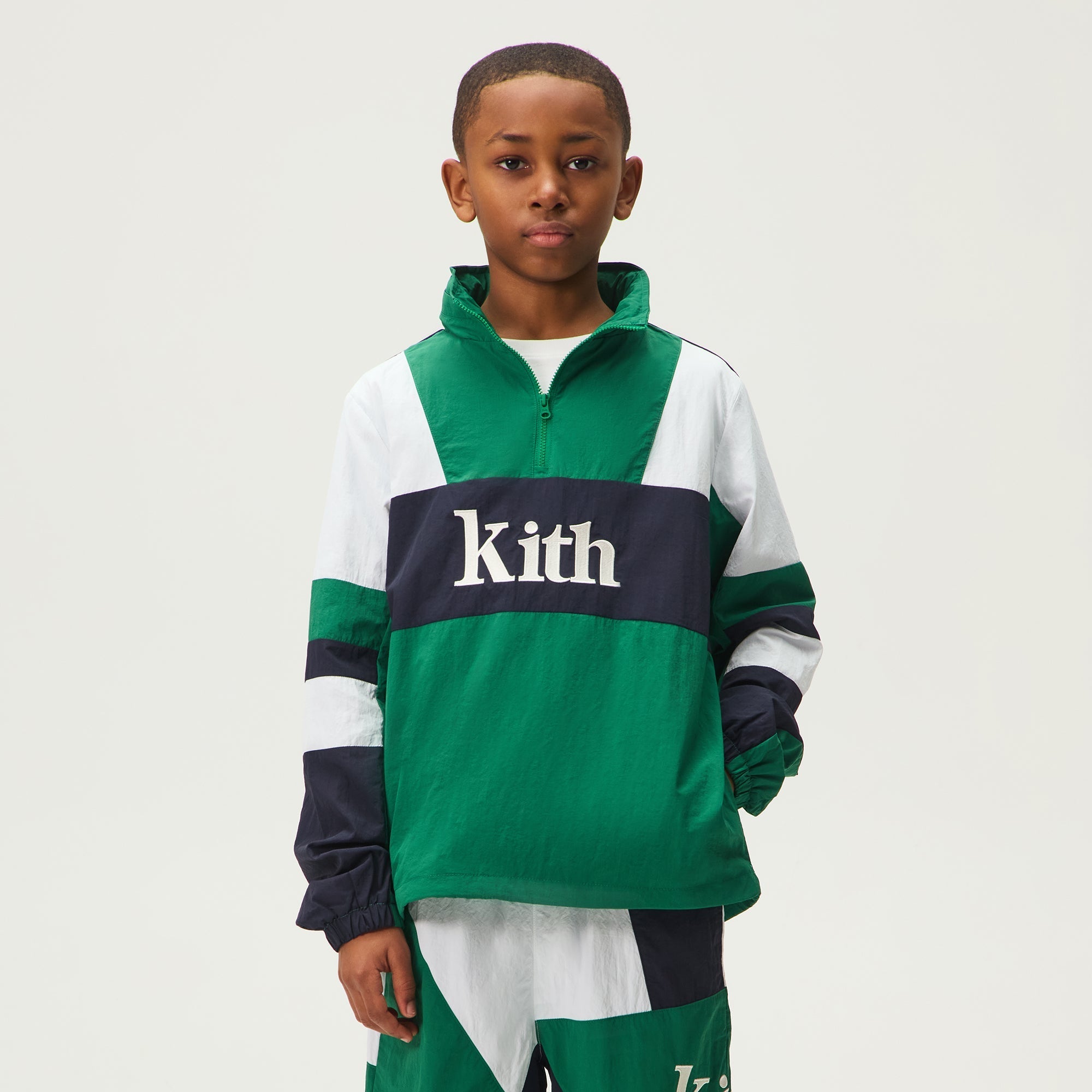 KITH キッズ　ジャケット　ムートン Kith Kids Clarke Color-Block Faux Shearling Jacket - Parchment