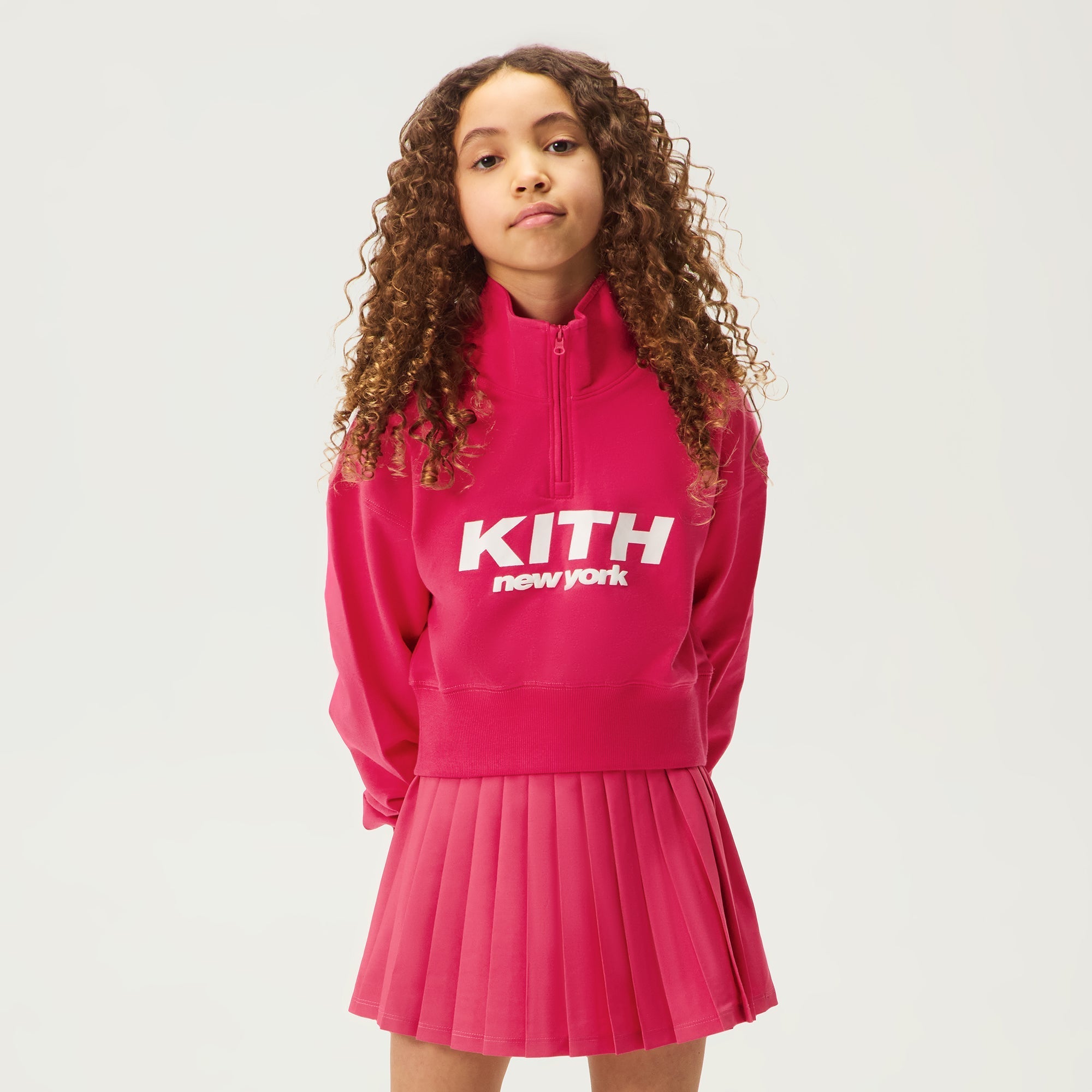 KITH ベージュ タオル生地セットアップ Kith Kids Cropped Fallon Quarter Zip - Dahlia