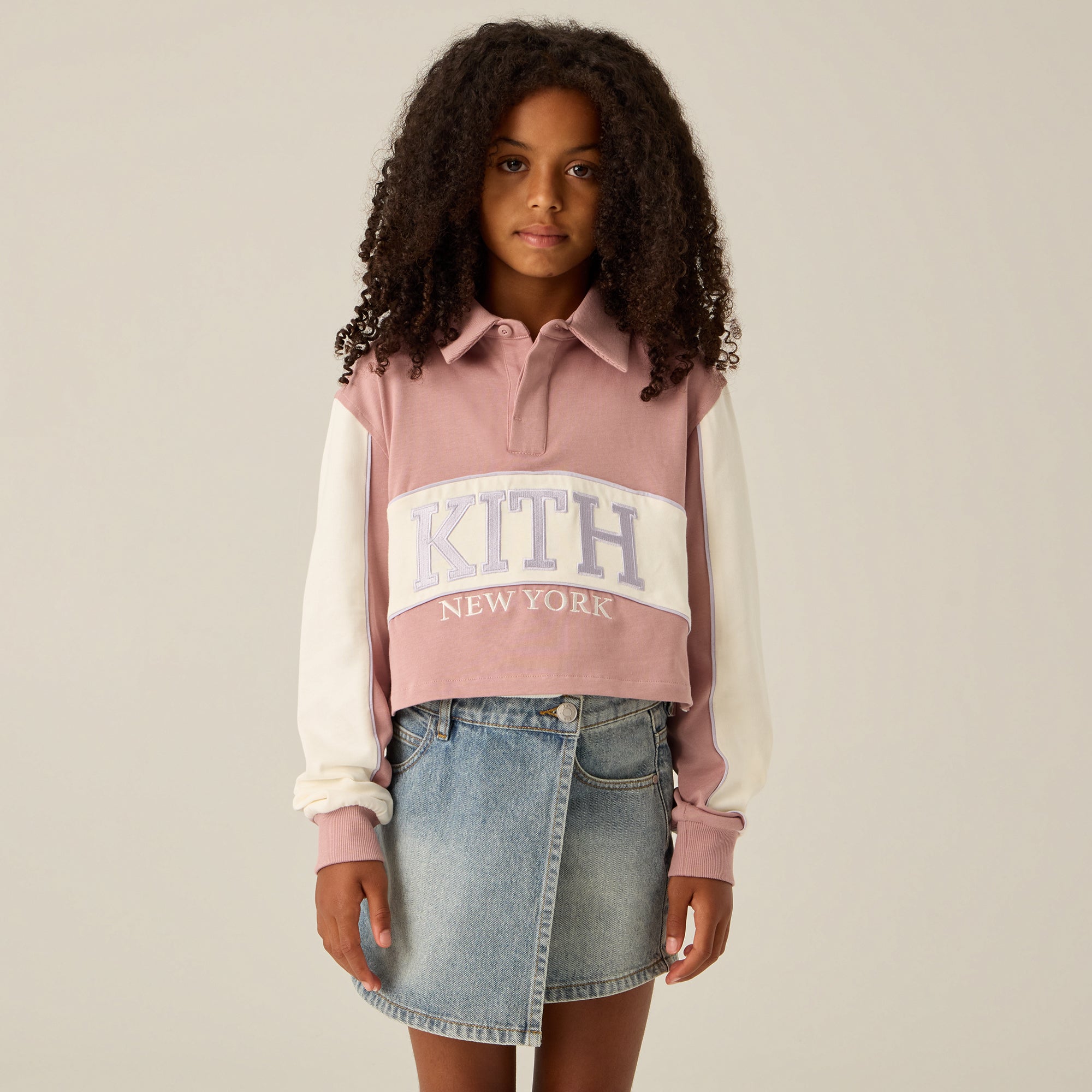 Kith Kids Blocked Cropped Rugby - Dusty Quartz