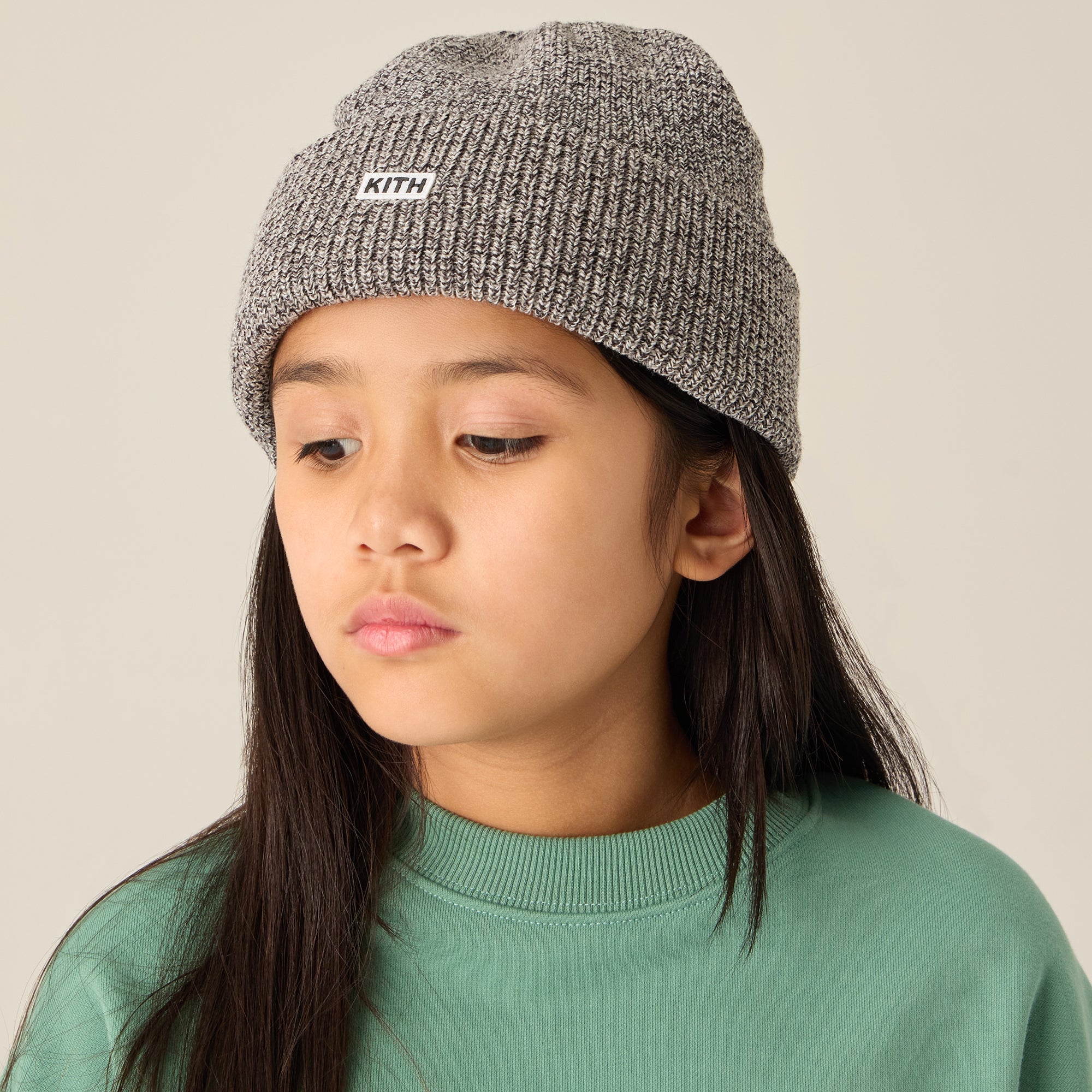 帽子 KITH CLASSIC BEANIE-Light Heather Grey Kith Women Mia Beanie With Patches - Light Heather Grey