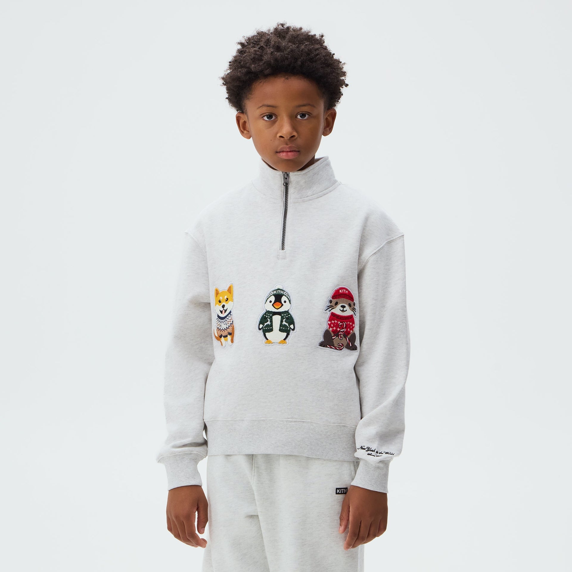 Kithmas Kids & Friend Hunter Quarter Zip - Light Heather Grey