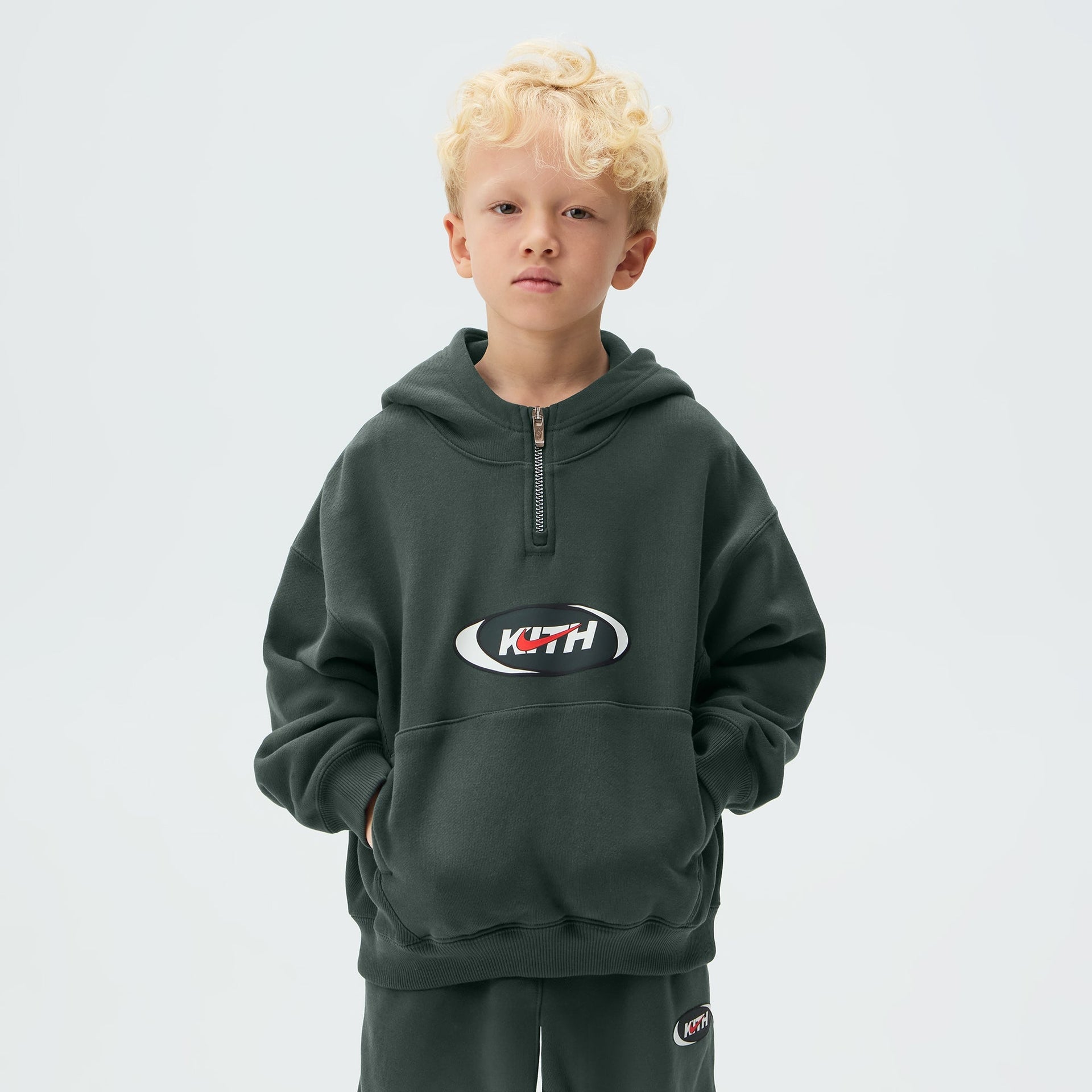 Kith Kids for Nike Quarter Zip Hoodie - Black Spruce - PH