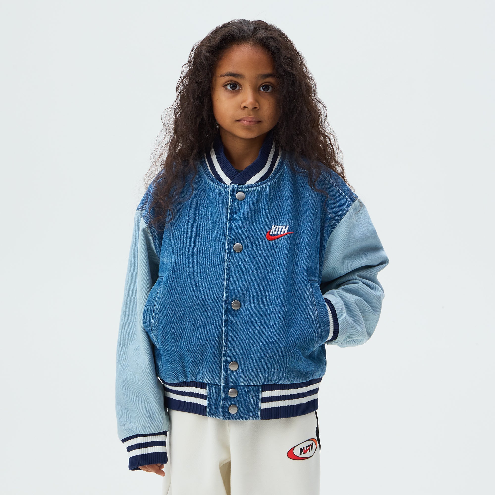 Kith Kids for Nike Denim Varsity Jacket - Mystic Navy