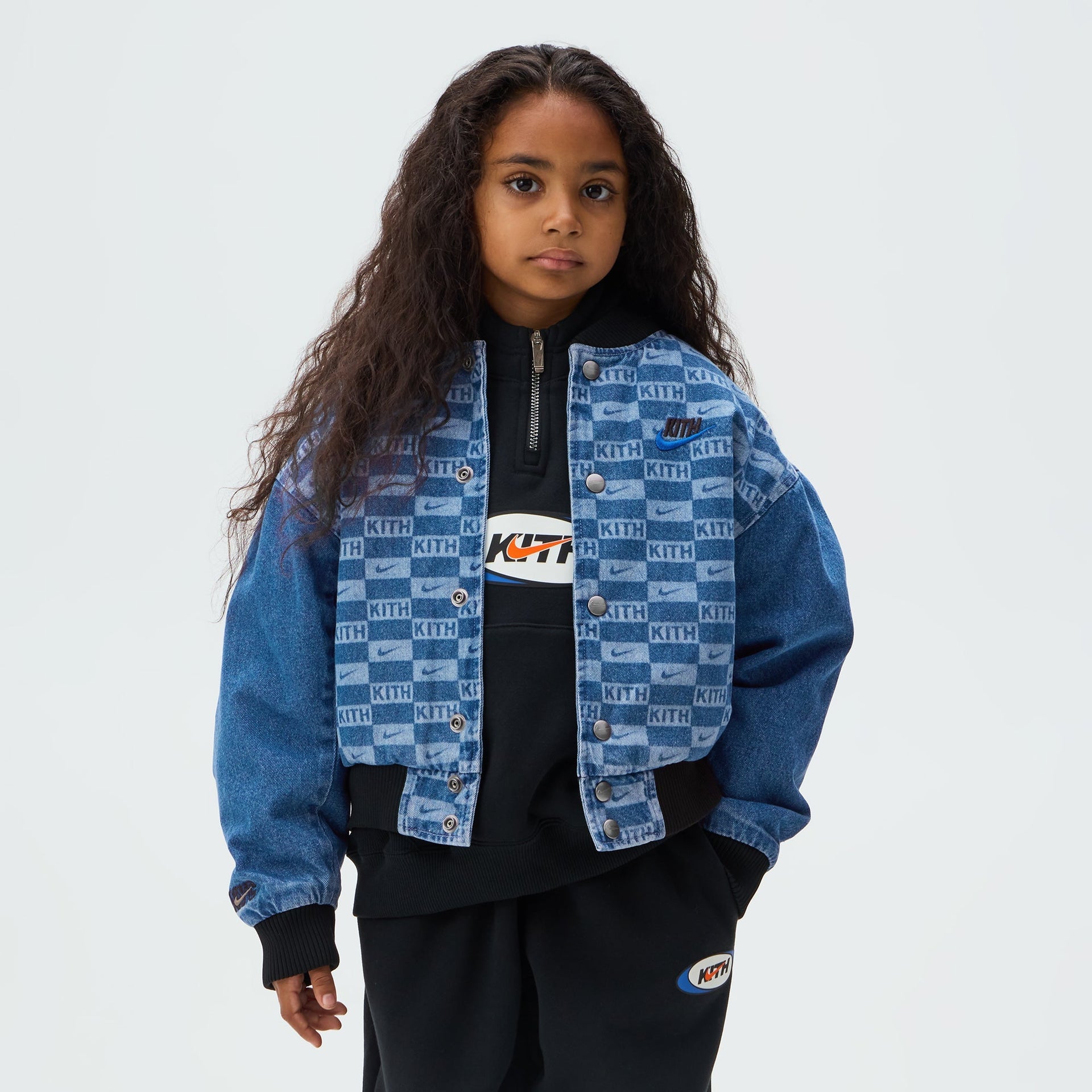 Kith Kids for Nike Denim Laser Etched Varsity Jacket - Mystic Navy - PH