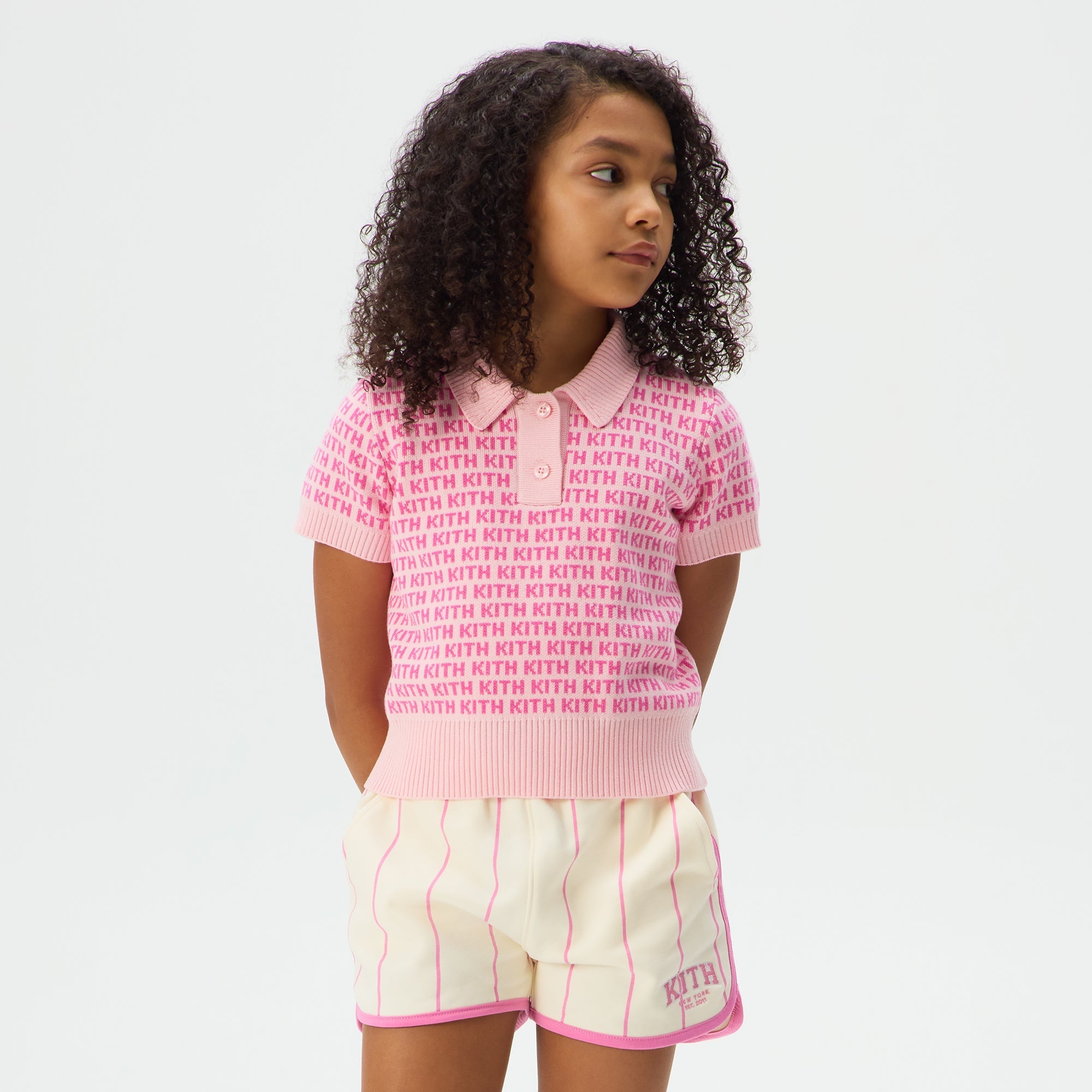 Kith Kids Cropped Monogram Jacquard Teagan Polo - Bubble