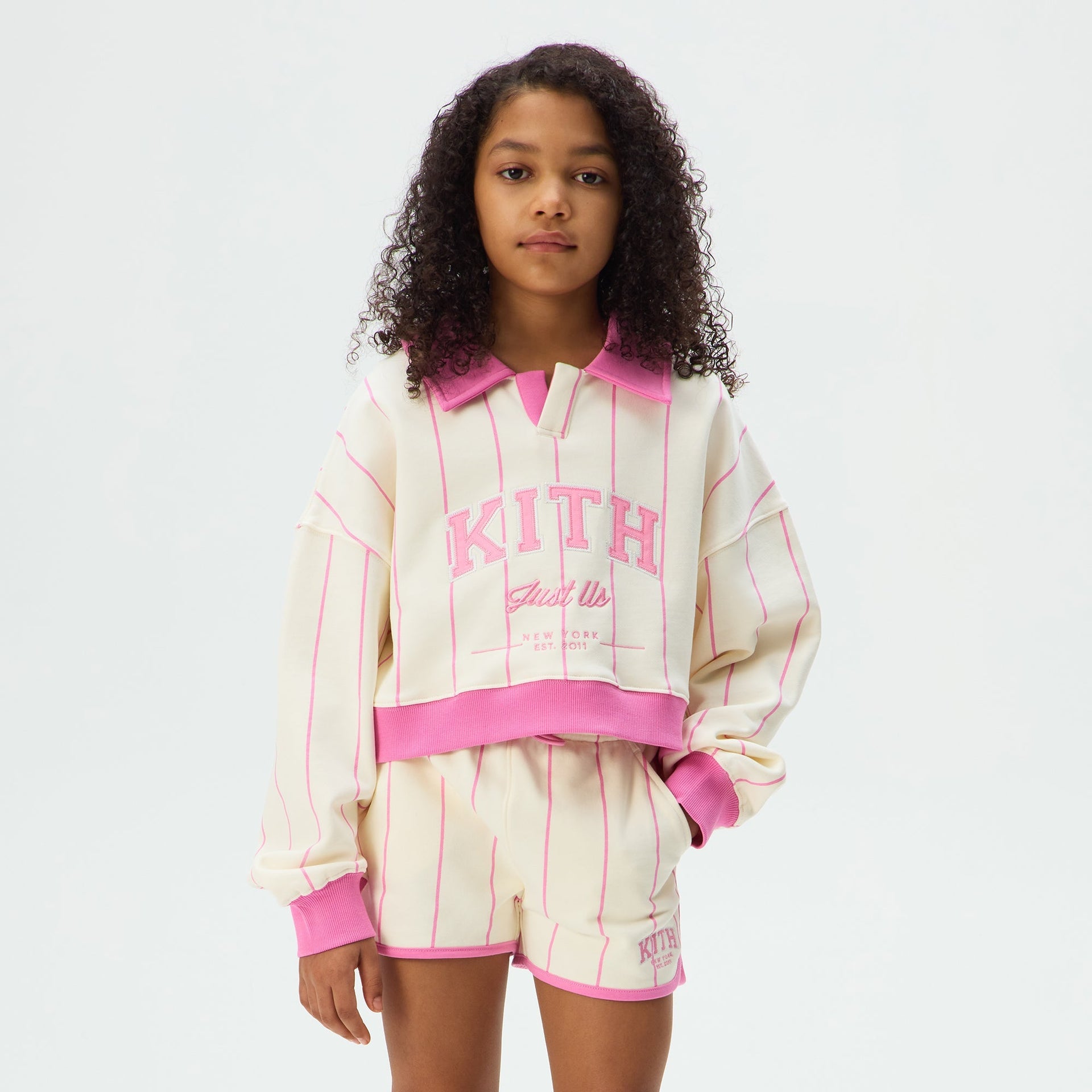 Kith Kids Cropped Collared Nelson Sweatshirt - Bubble