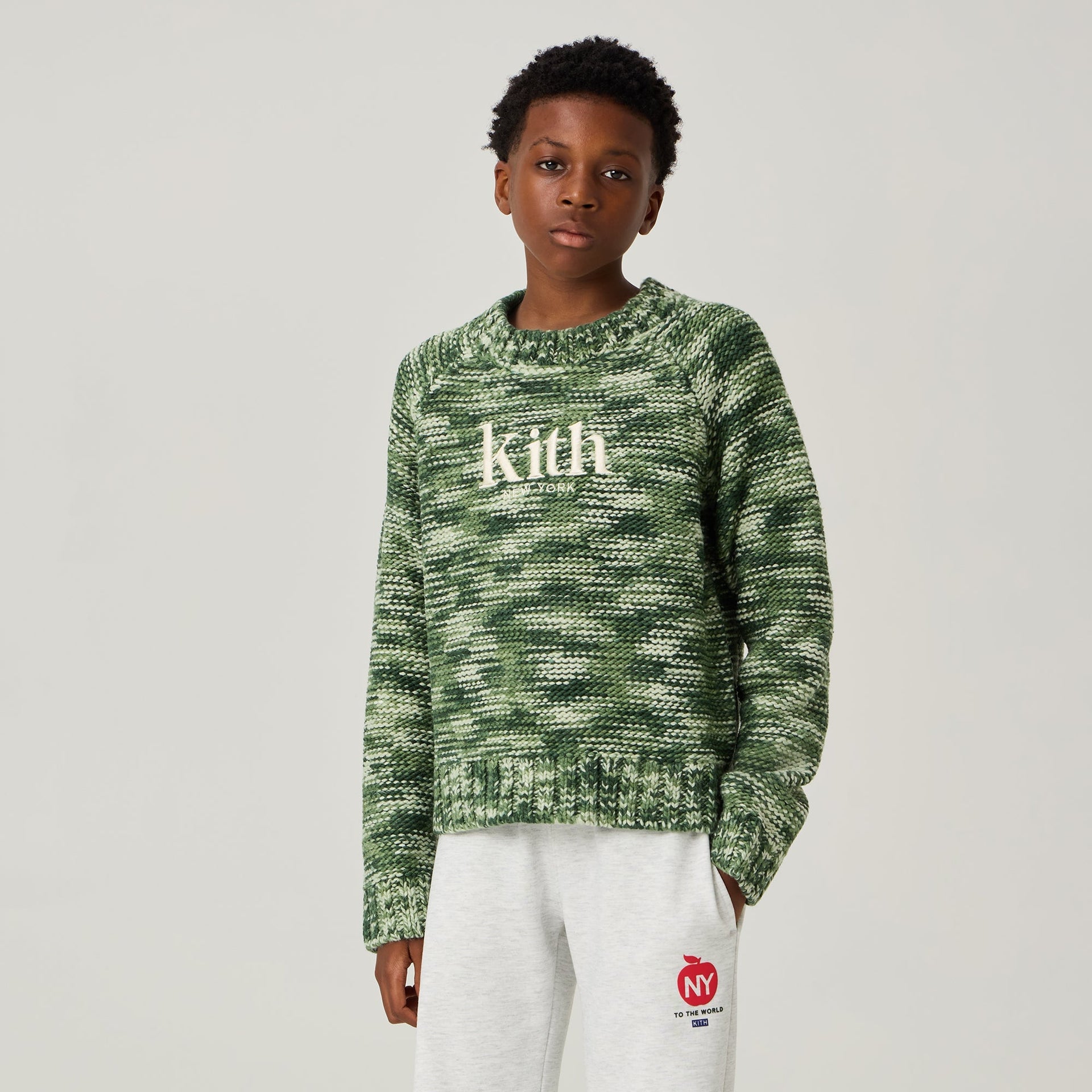 Kith Kids Space Dye Logo Sweater - Bay Breeze