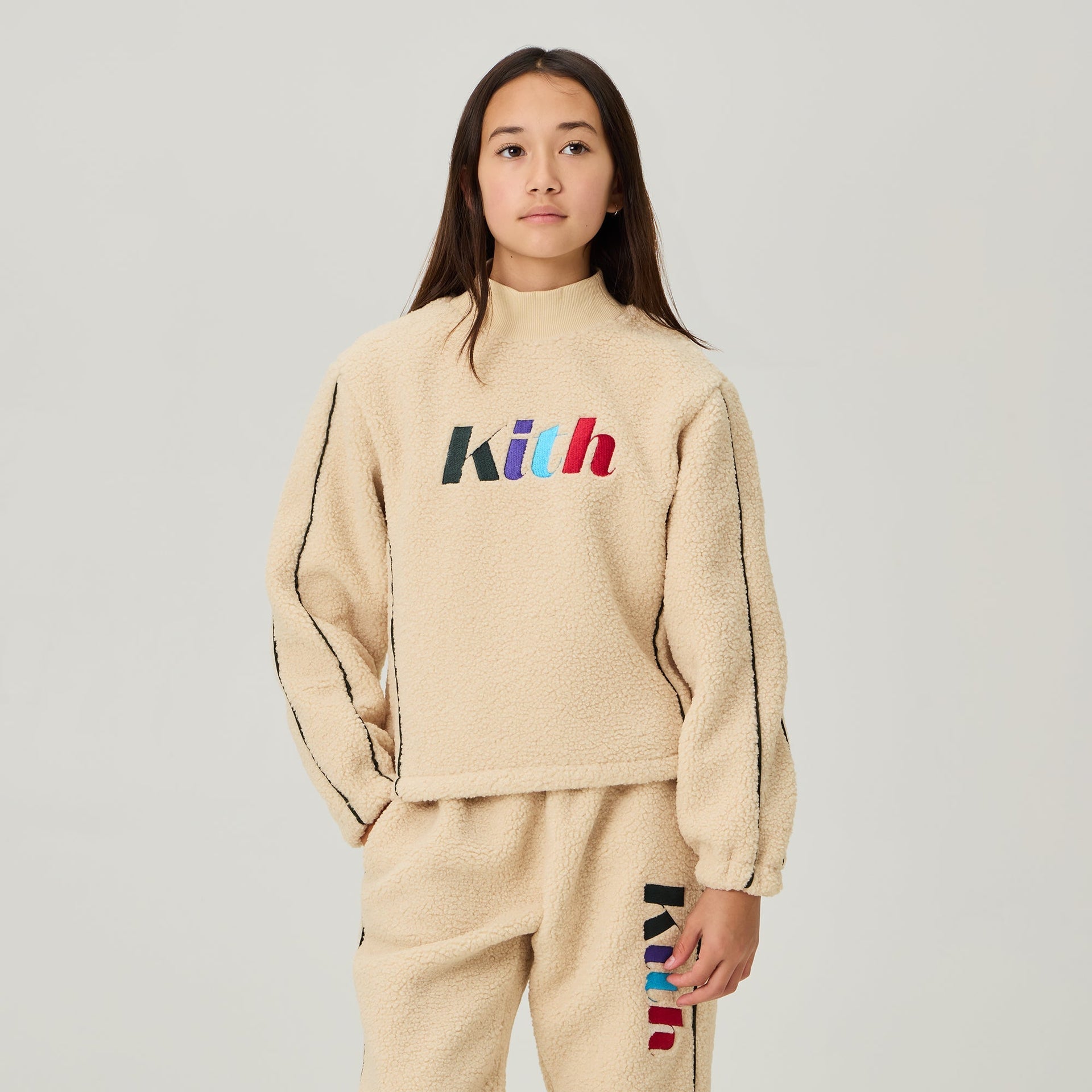 Kith Kids Sherpa Logo Crewneck - Oat