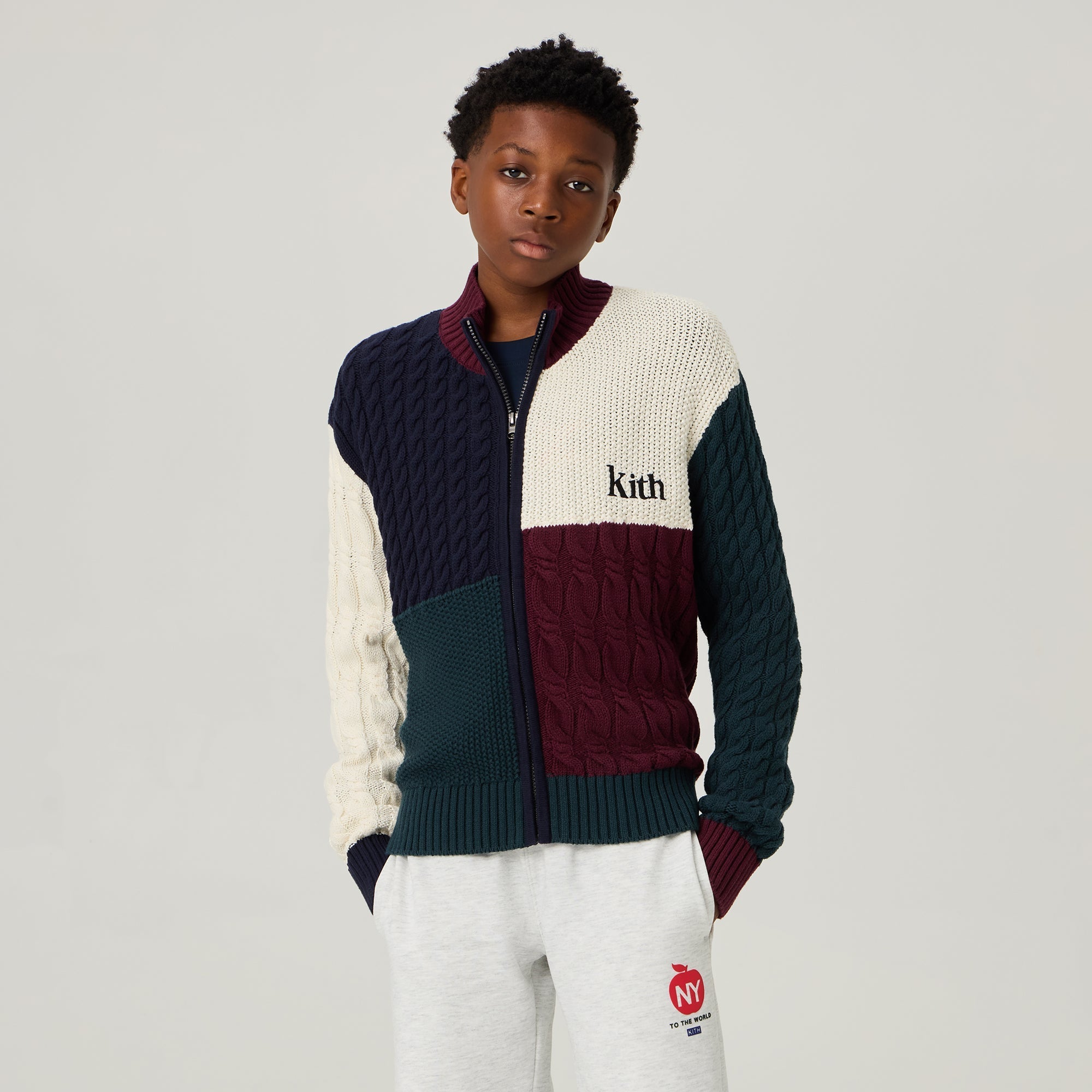 kith kids セットアップ Kith Kids Color-Block Wyona Full Zip Sweater - Stadium