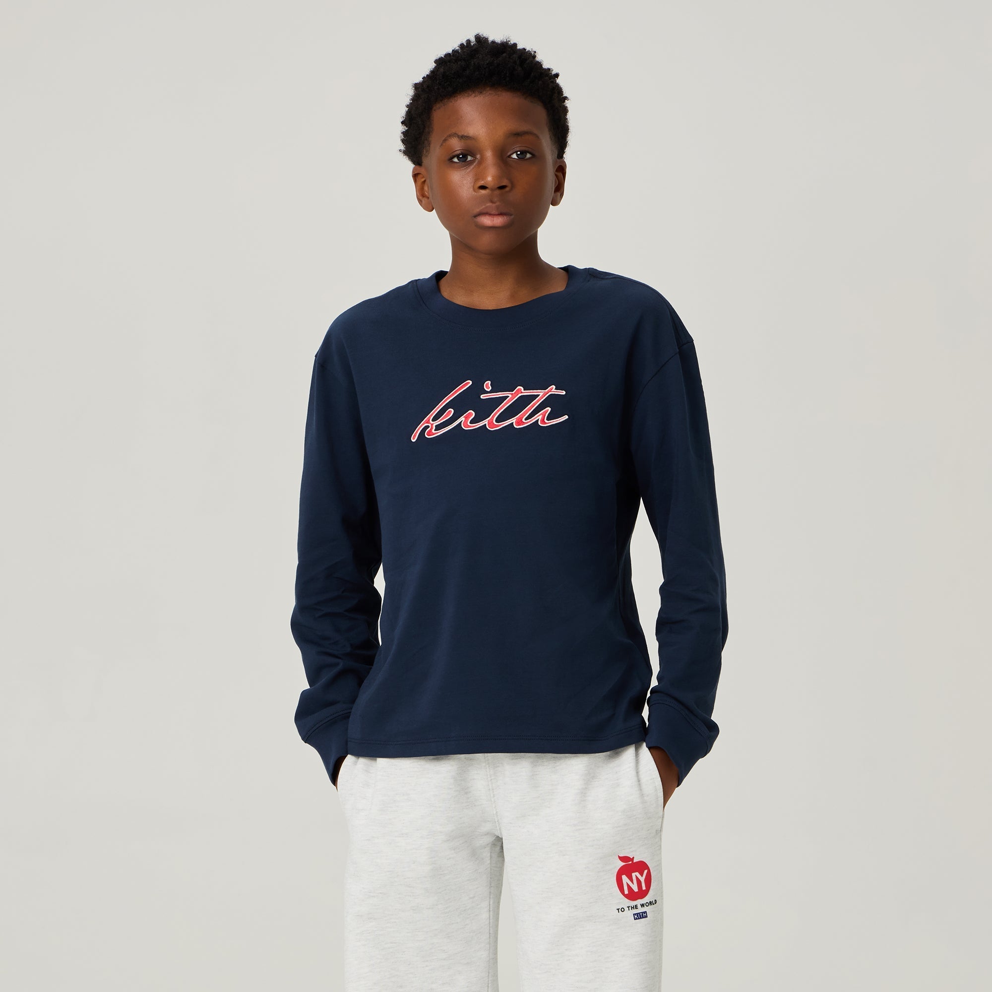 Kith Kids Signature Logo Long Sleeve Tee - Nocturnal