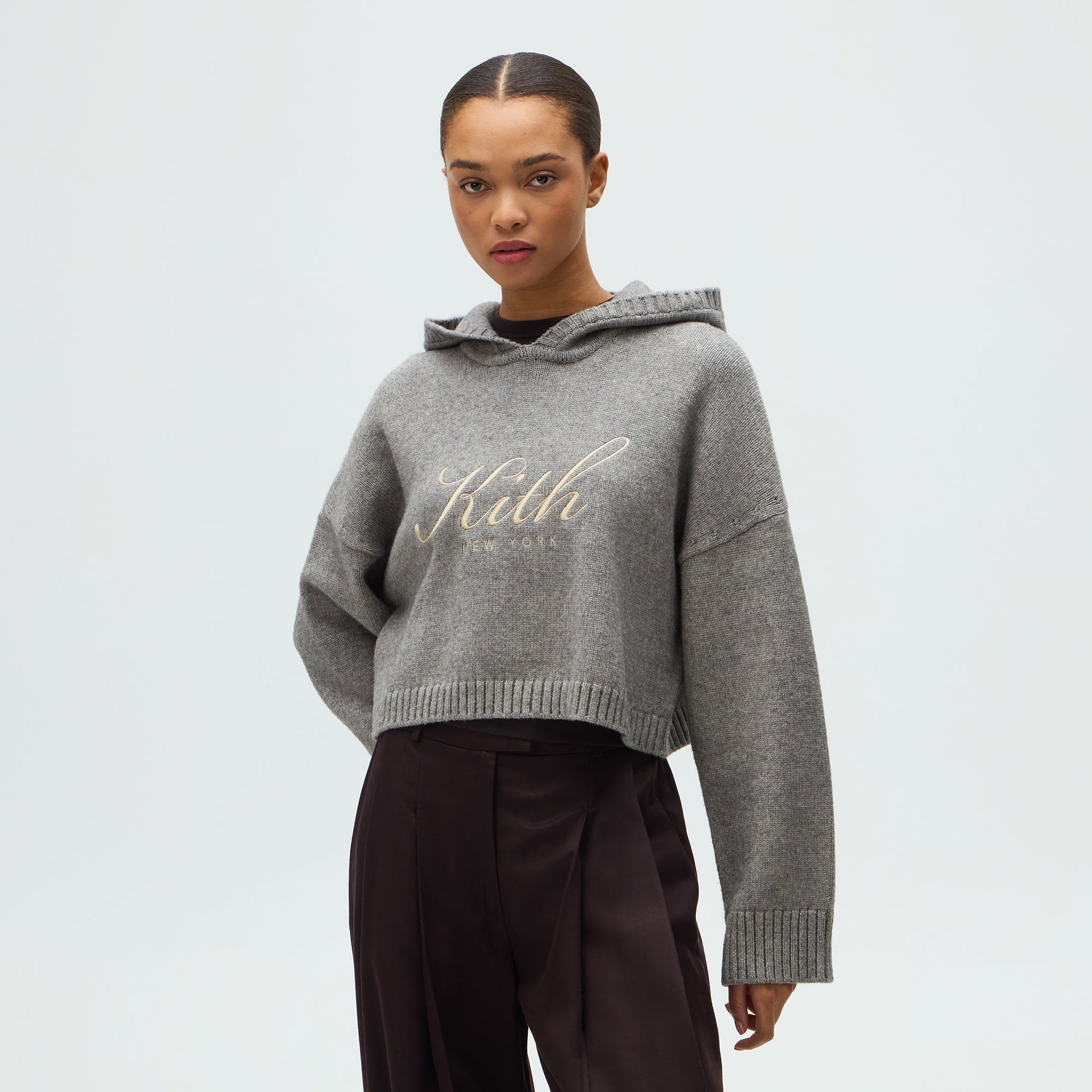 Kithmas Women Freja Cropped New York Hoodie - Graphite - PH