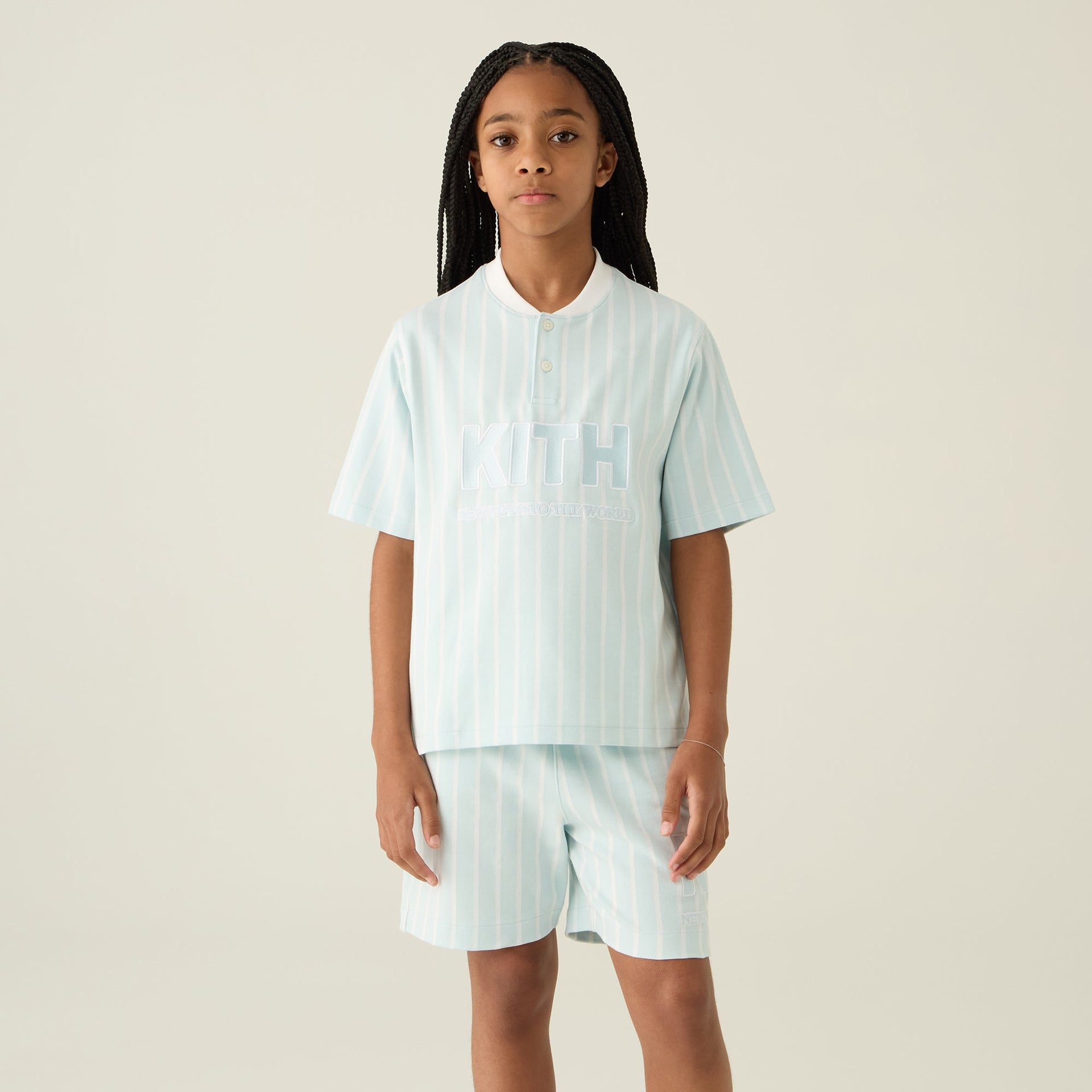 Kith Kids Birdseye Pearson Henley Pullover - Blue Skies