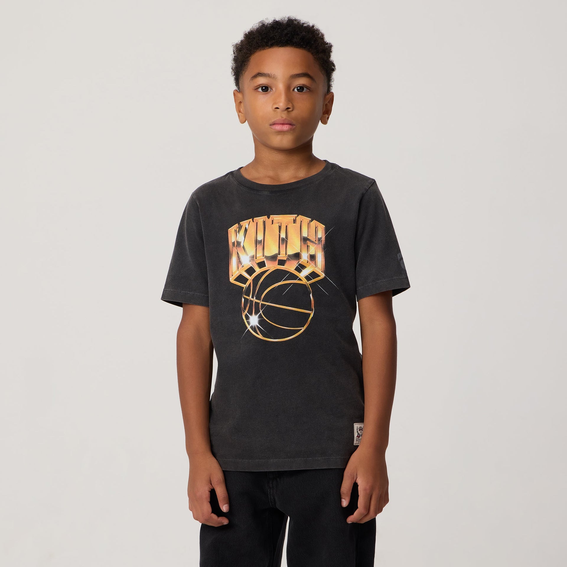 Kith Kids for the New York Knicks Gold Vintage Tee - Black