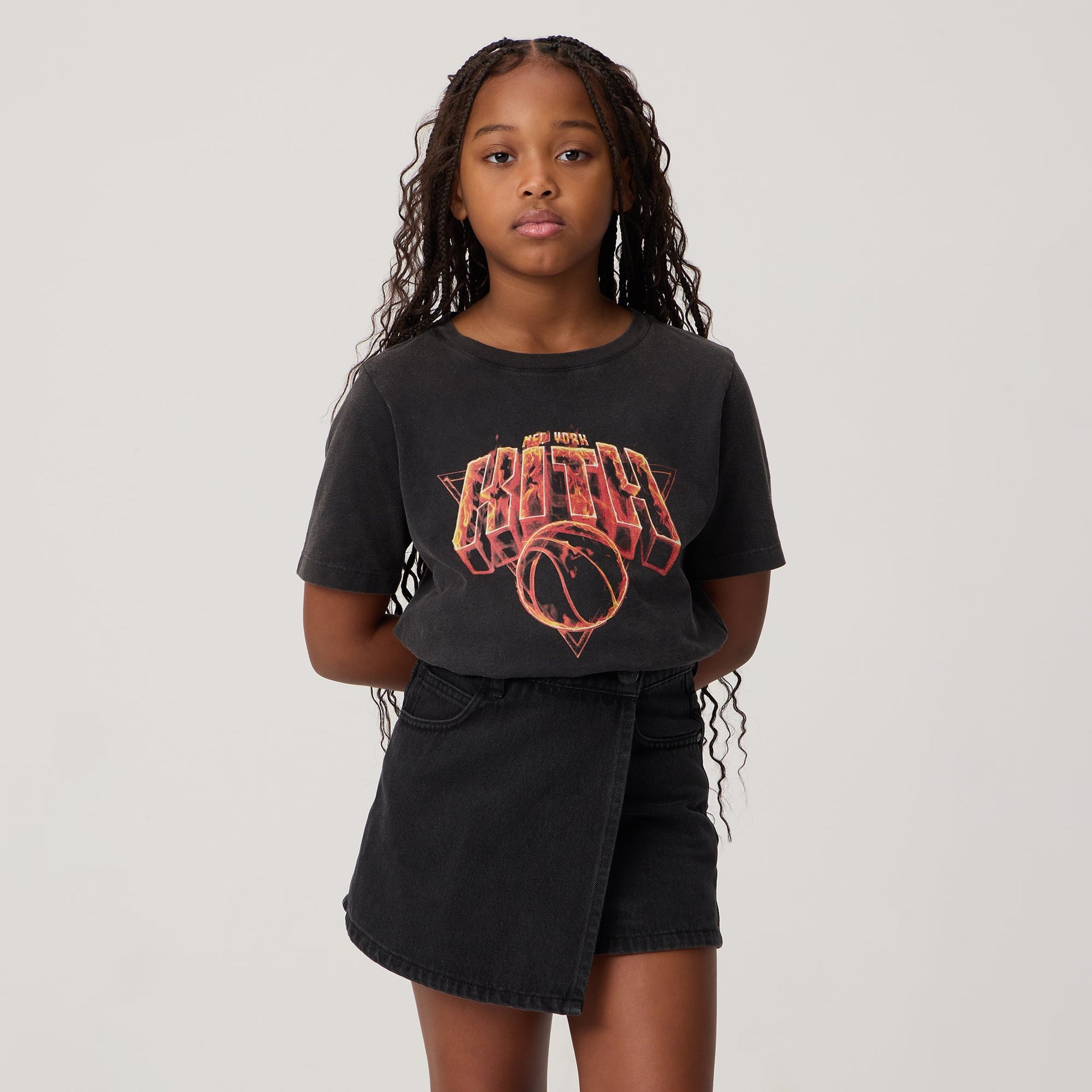 Kith Kids for the New York Knicks Vintage Fire Tee - Black