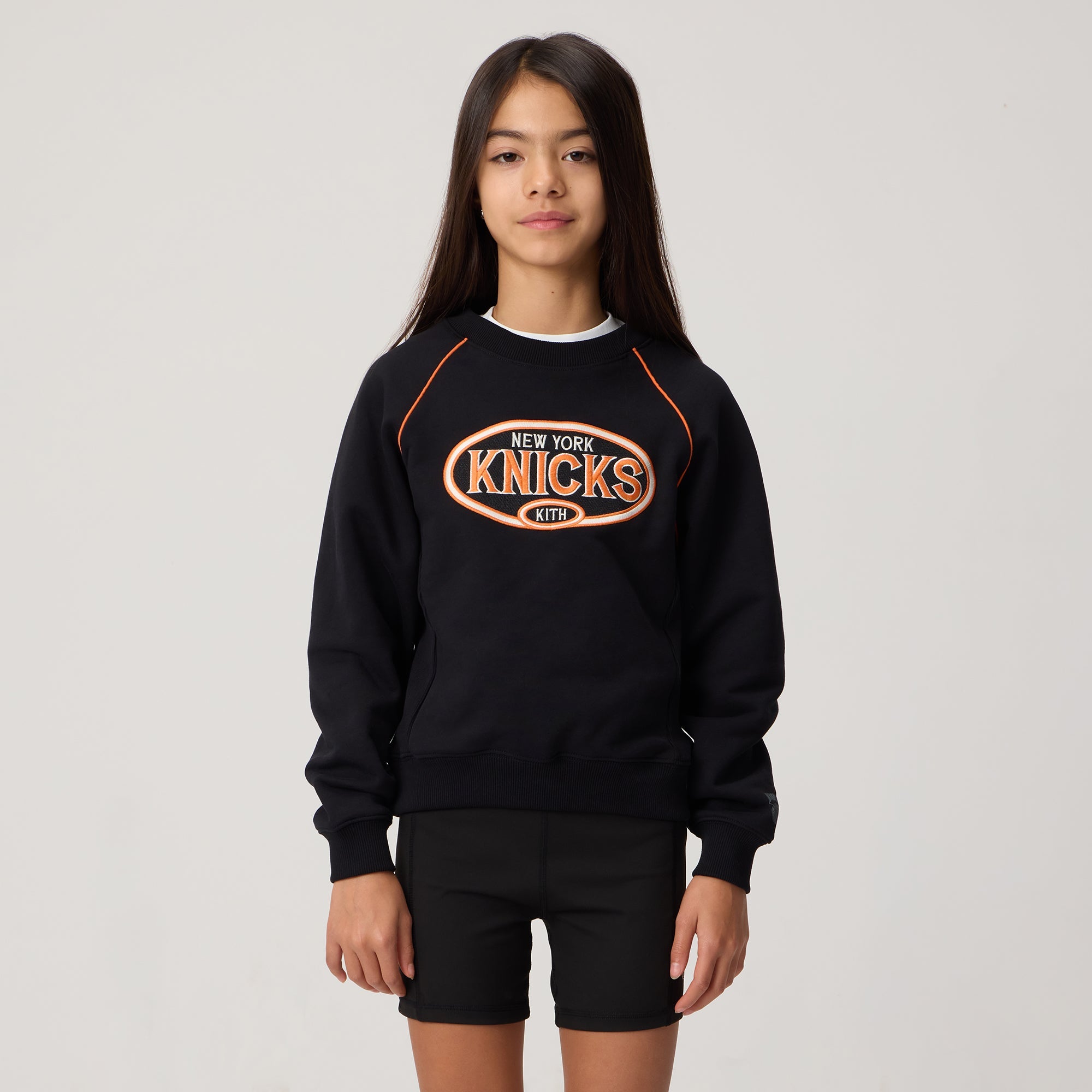 Kith Kids for the New York Knicks Raglan Nelson Crewneck - Black Kith Kids for the New York Knicks Raglan Nelson Crewneck - Black