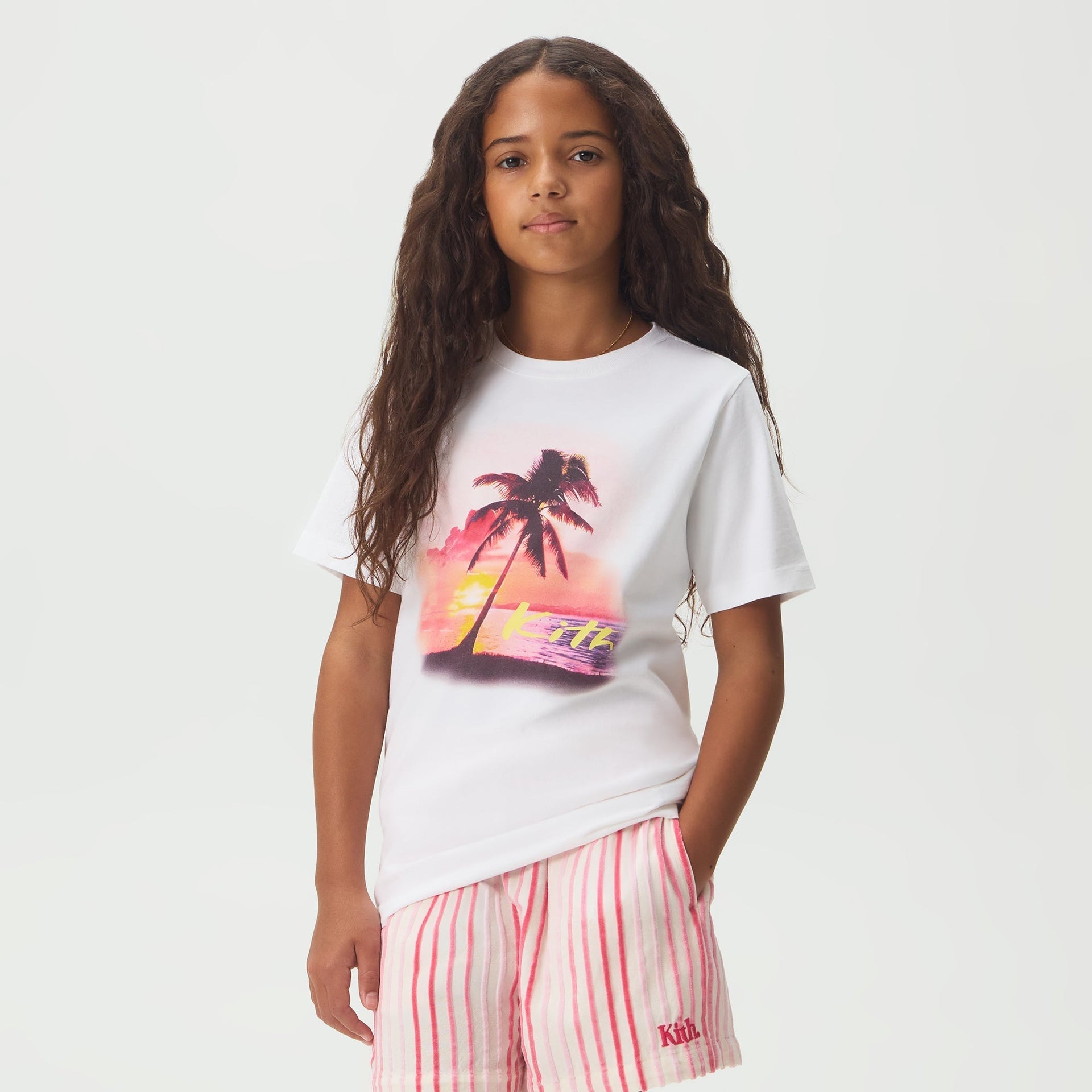 Kith Kids Sunset Palm Graphic Tee - White - PH