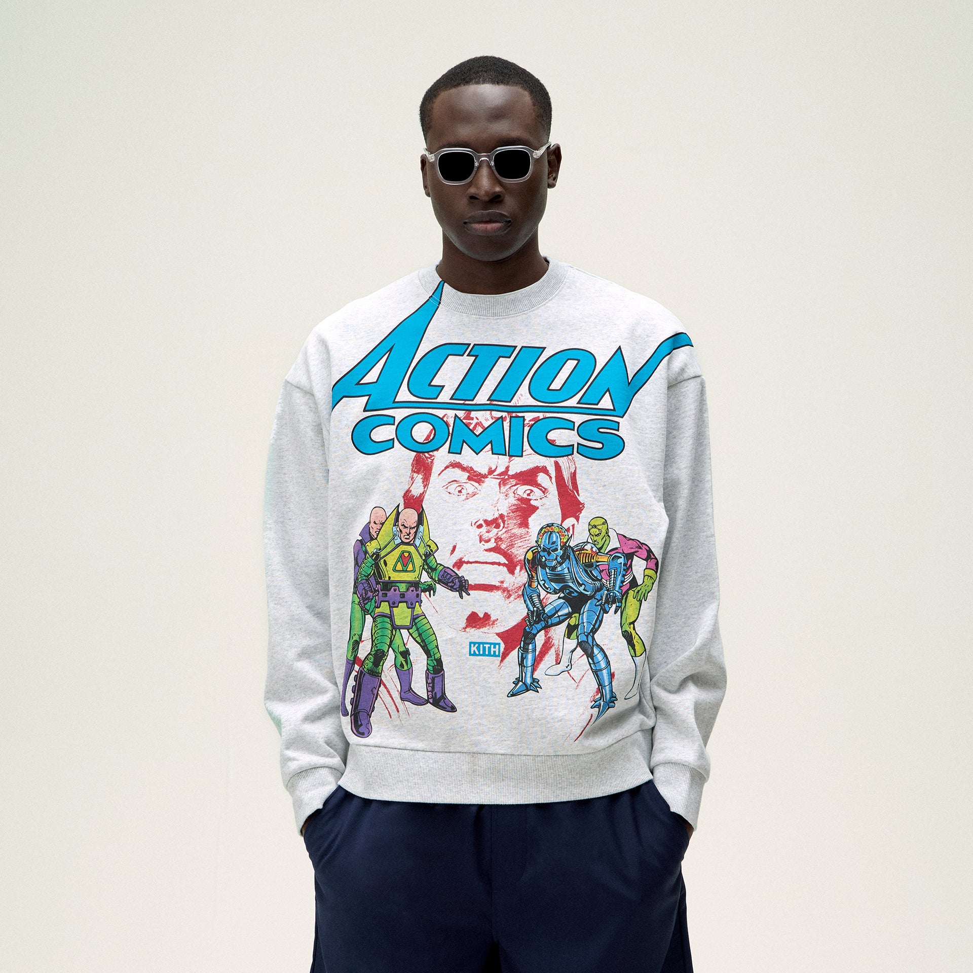 Superman | Kith Action Comics Nelson Crewneck - Light Heather Grey