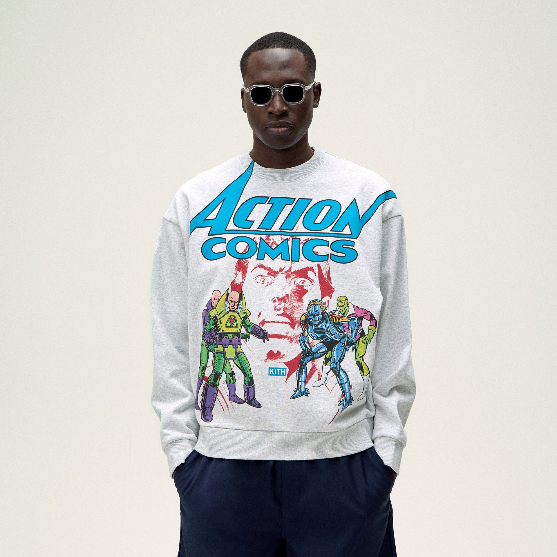 Superman | Kith Action Comics Nelson Crewneck - Light Heather Grey PH