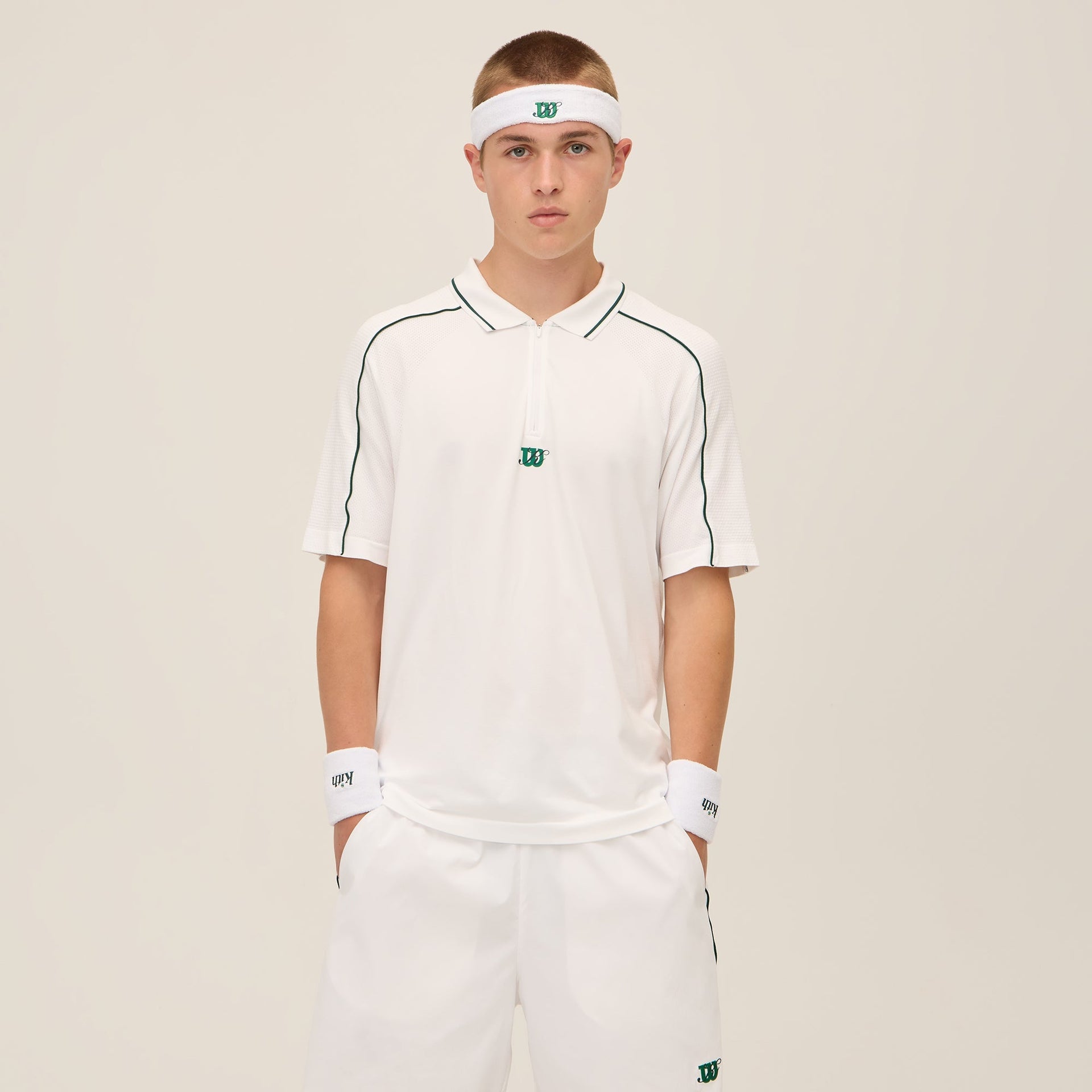 Kith for Wilson Doherty Zip Front Polo - White PH