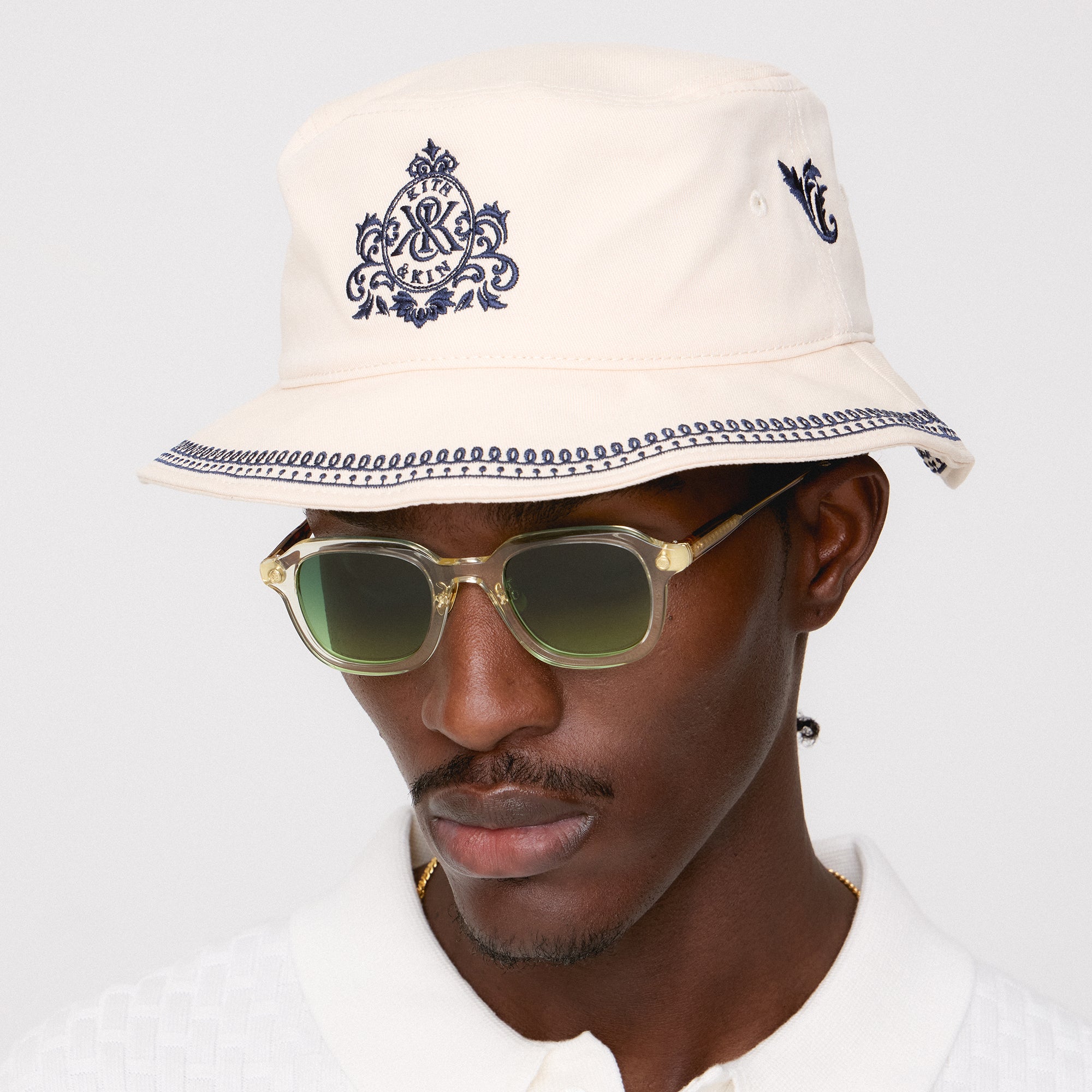 送関込【KITH NYC】Kith Denim Twill Dawson Bucket Hat Kith Denim Twill Dawson Bucket Hat - Sandrift