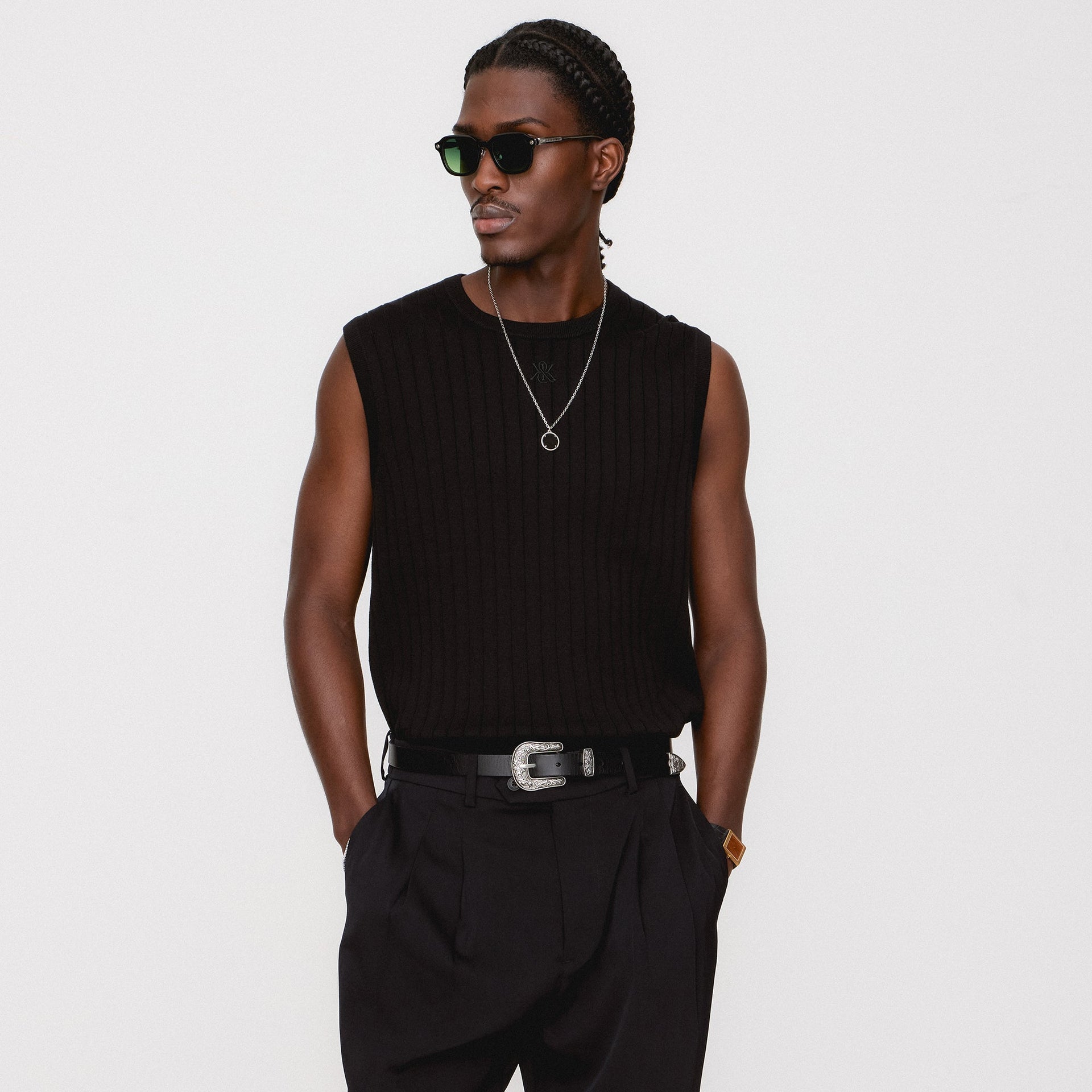 Kith Rhys Knit Stripe Vest - Black PH