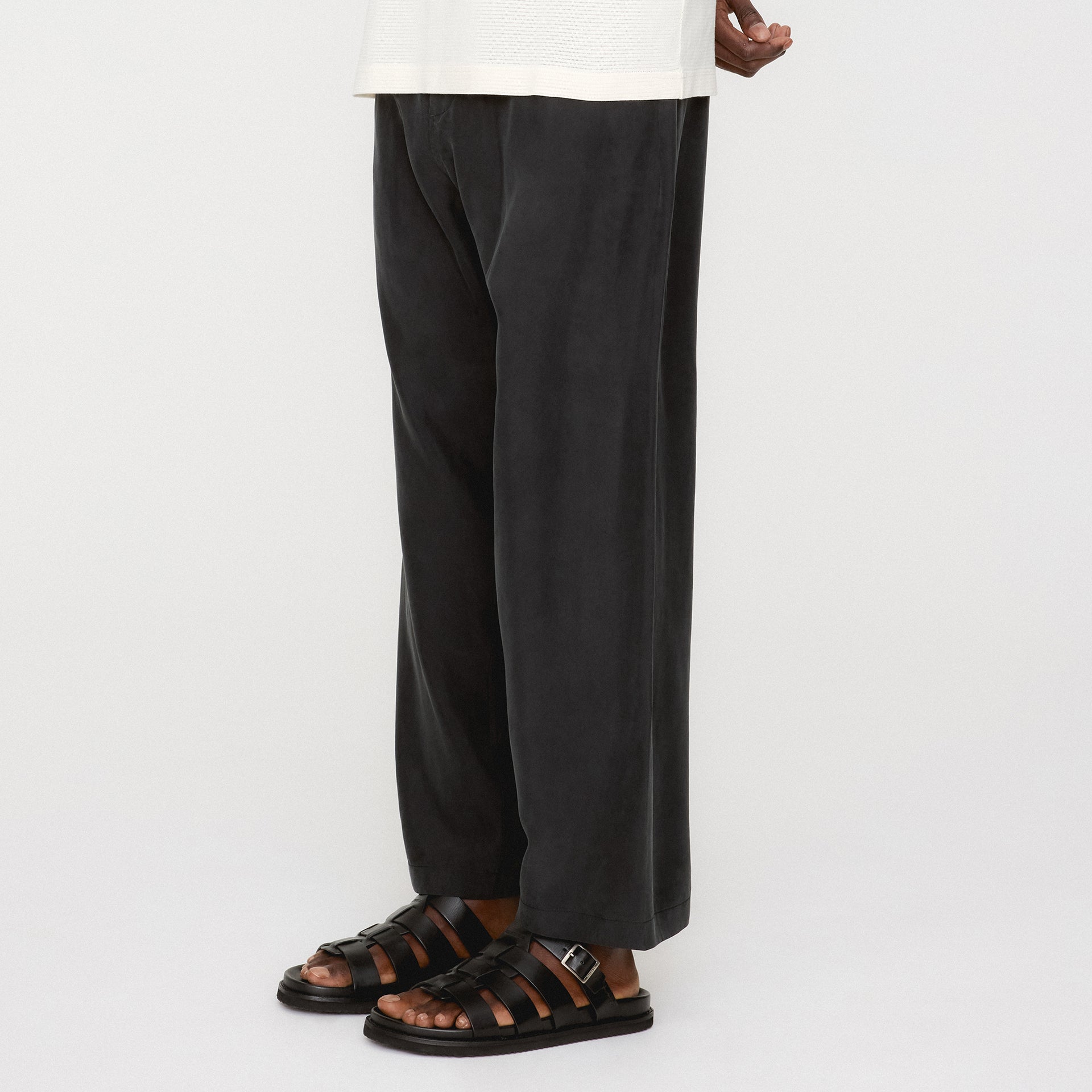 &Kin Silk Habotai Grayson Pant - Black