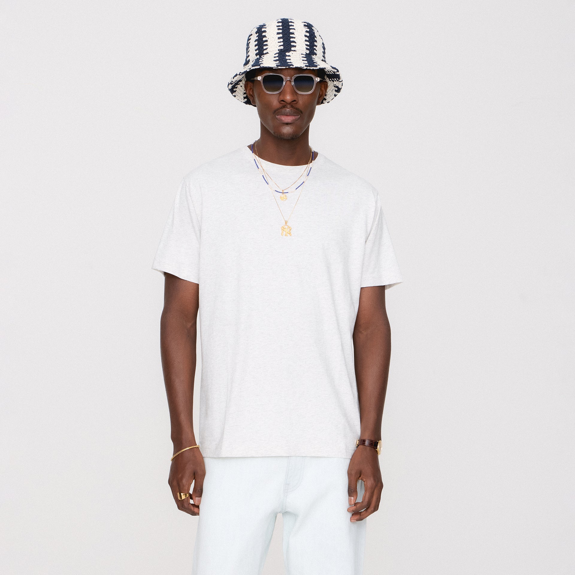 &Kin Pima Jersey Short Sleeve Heathrow Tee - Light Heather Grey