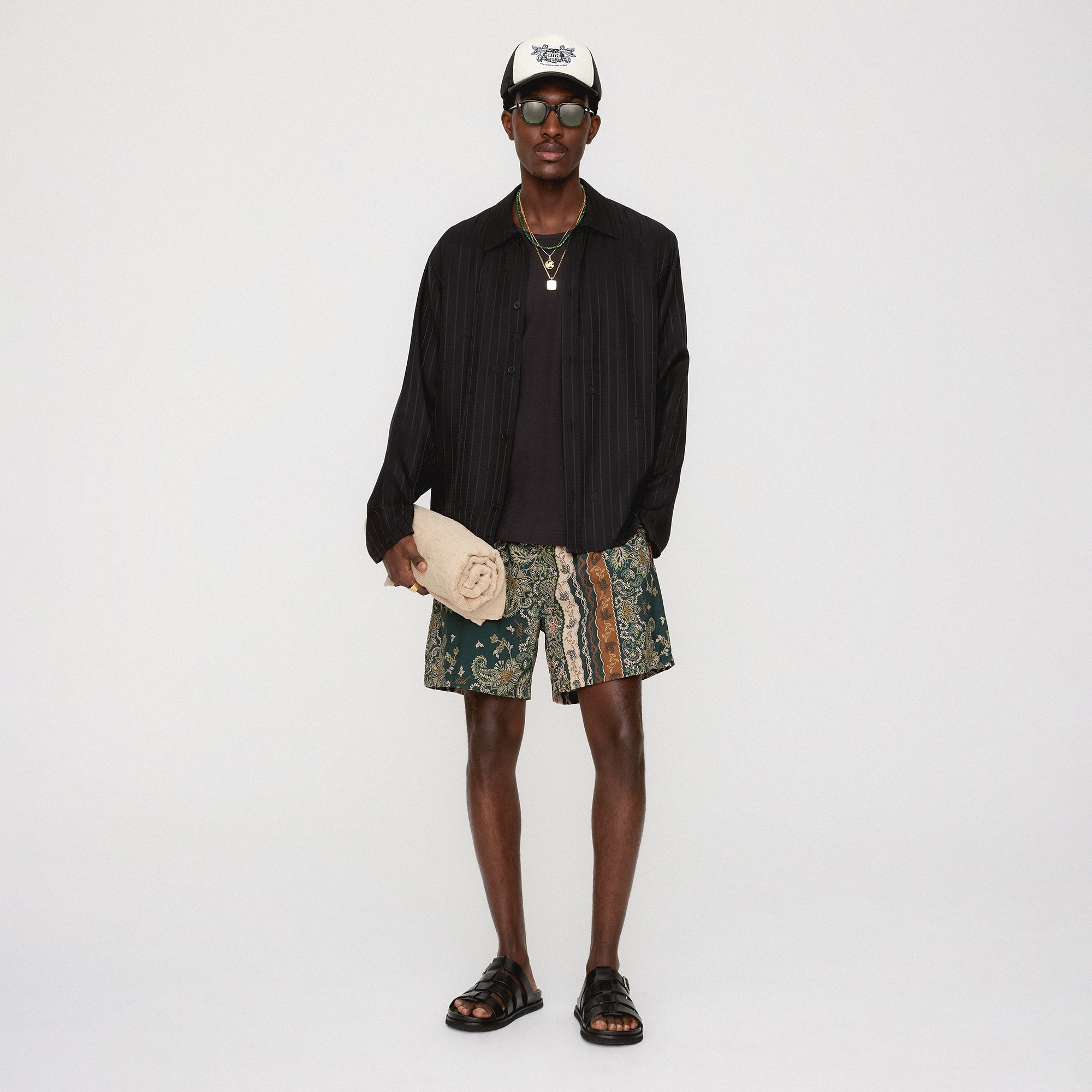 Kith Crest Logo Boxy Collared Overshirt - Black