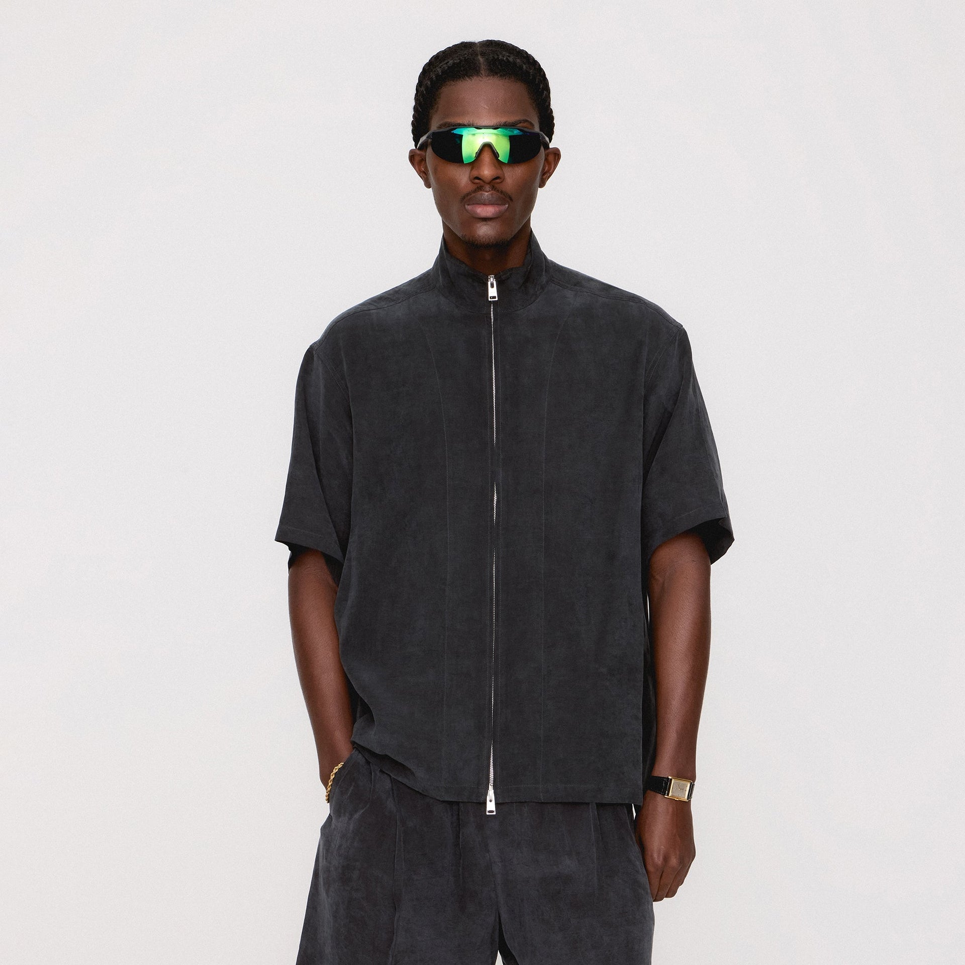 Kith Colton Zip Up Shirt - Black PH