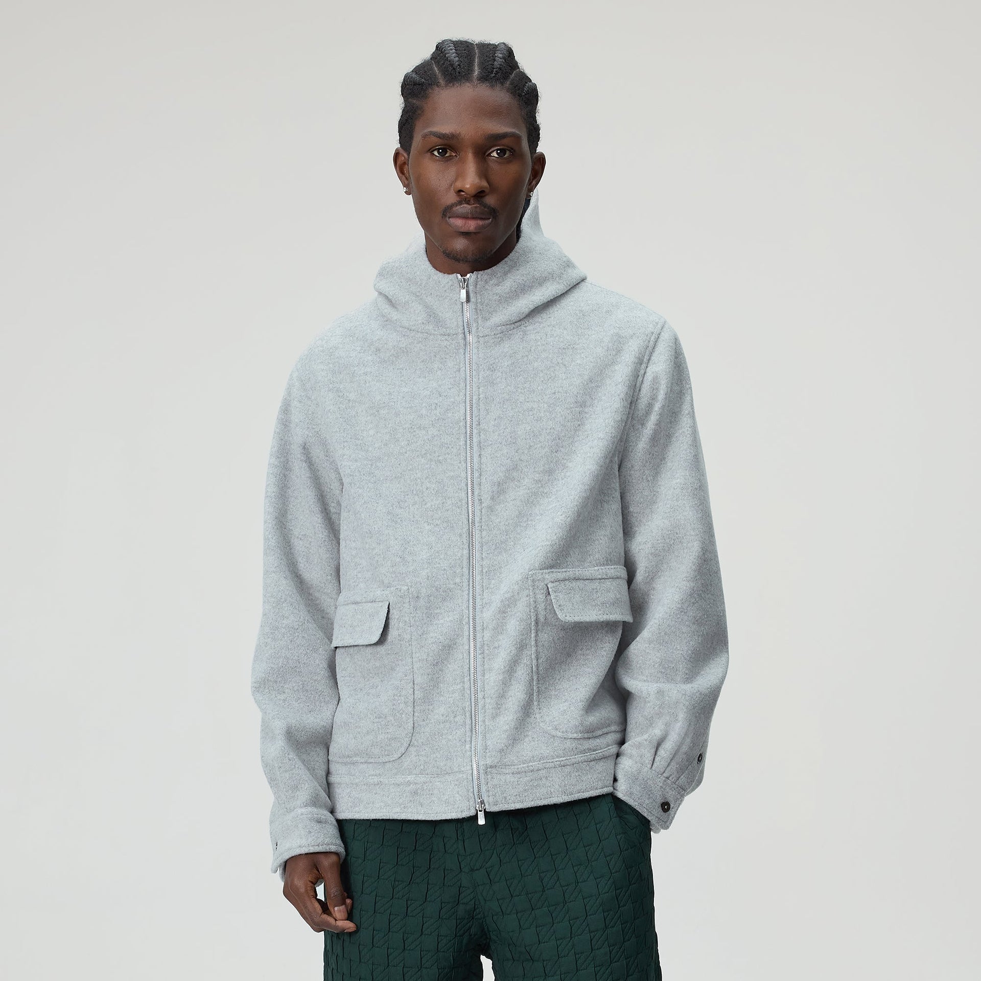 Kith Brushed Selfridge Zip Up Hoodie - Medium Heather Grey - PH