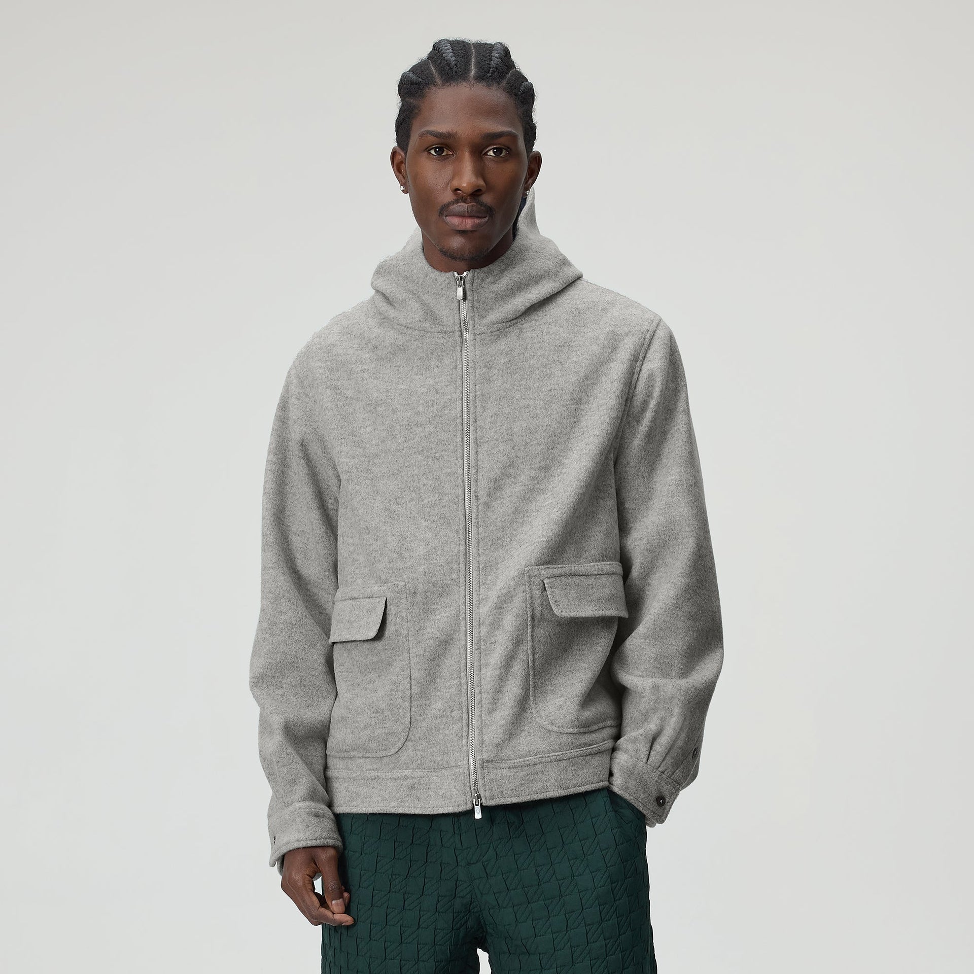Kith Brushed Selfridge Zip Up Hoodie - Medium Heather Grey - PH